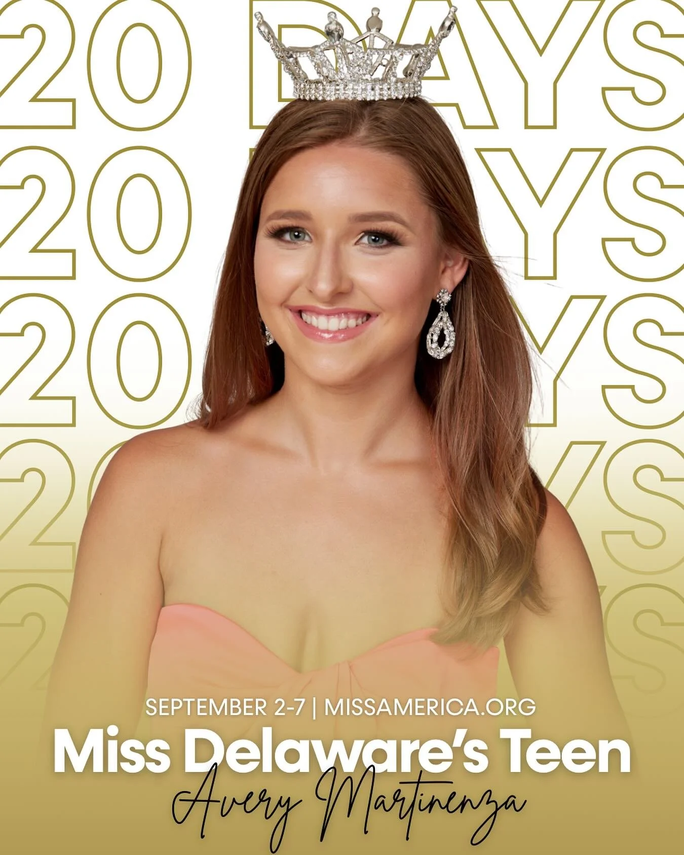 In just 20 days, a new Miss America&rsquo;s Teen will be crowned! I&rsquo;m so grateful to have the chance to represent Delaware on the national stage and to be part of this incredible sisterhood. Counting down the days until we welcome the next youn