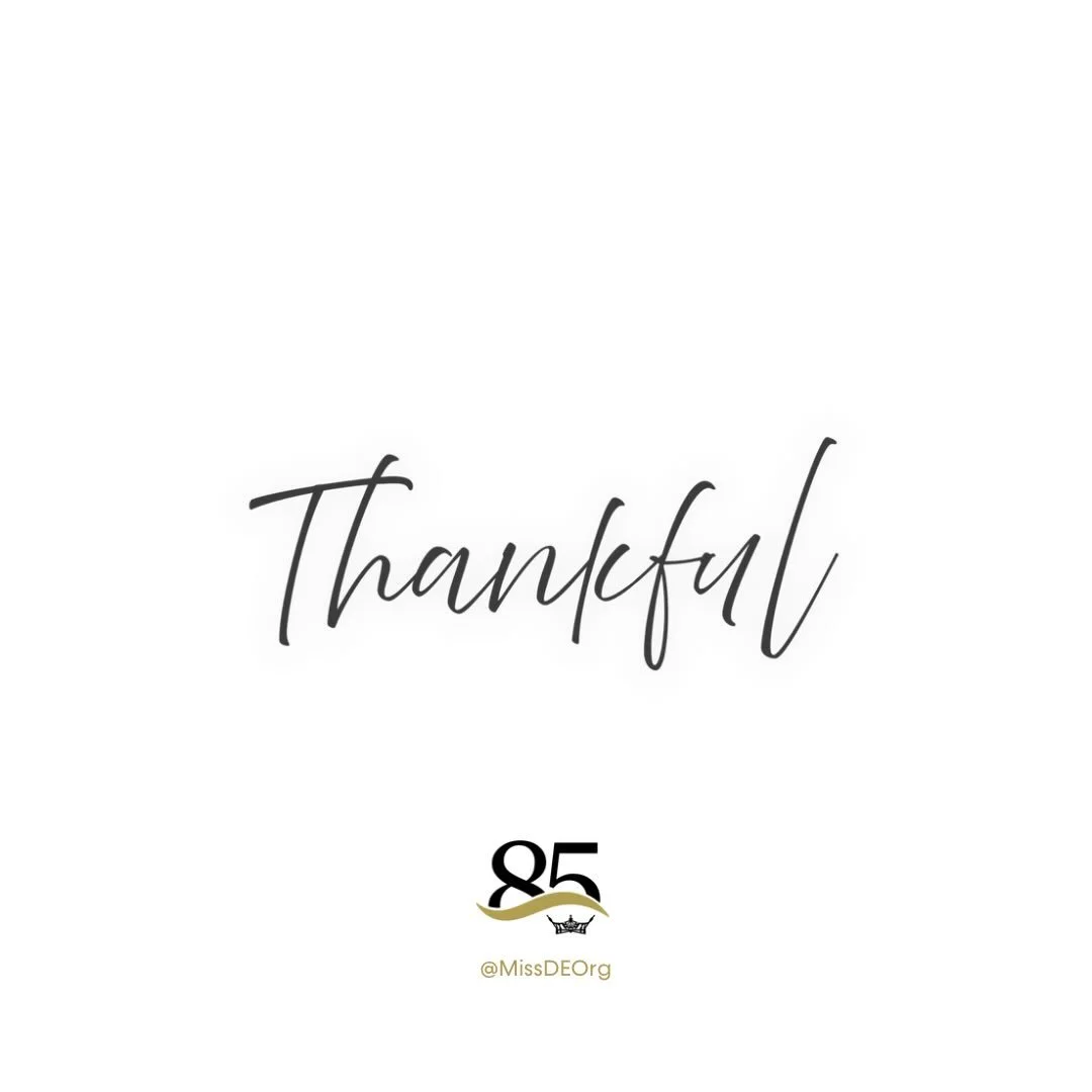 Happy Thanksgiving from the Miss Delaware Scholarship Organization! 🧡🤍

Today, we&rsquo;re especially grateful for our volunteers, sponsors, families, and the incredible young women who share their talents, leadership, and service with our communit