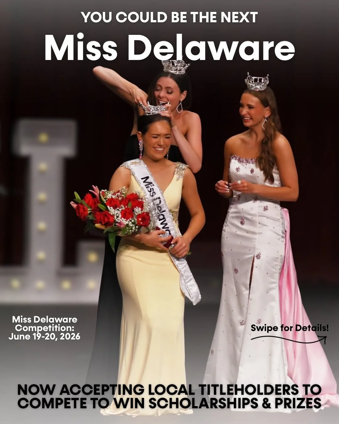 You could be the next Miss Delaware or Miss Delaware's Teen! Visit MissDE.org/Join-Us for more details ✨