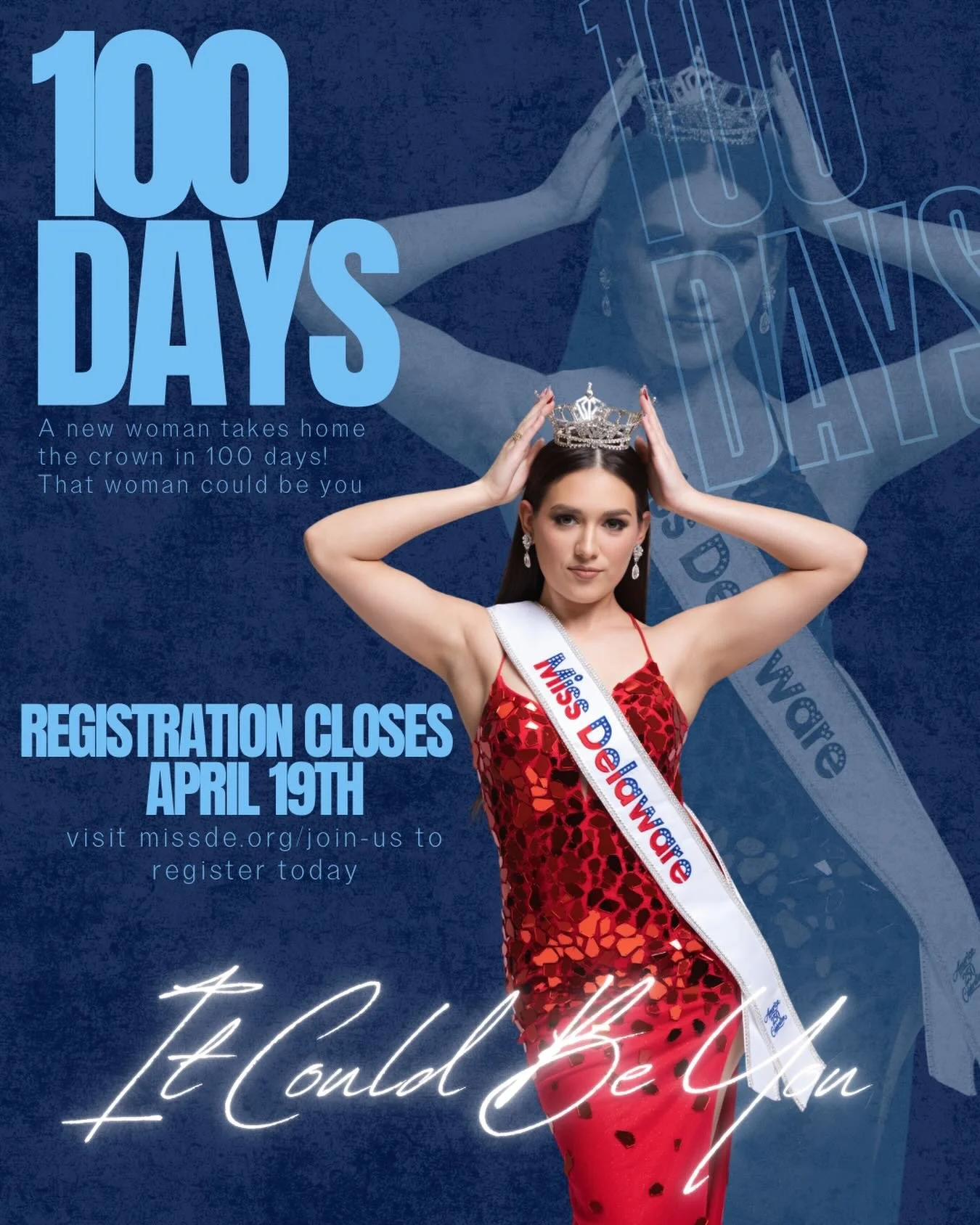 Our 85th anniversary celebration is just 100 days away! Secure your spot on stage today &mdash; registration closes on April 19th ✨

#MissDE85 #ThereSheIs #MissAmericaNewEra #MissDEOrg #MissAmericaOpportunity