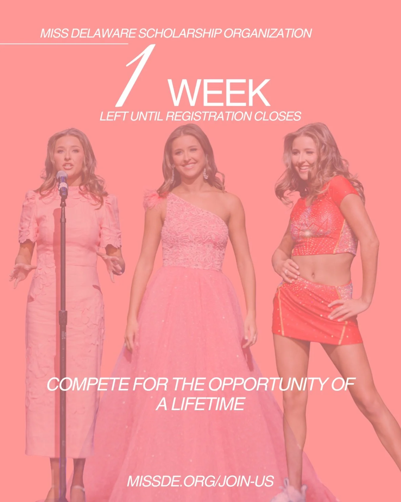 1️⃣ week left to join us for the opportunity of a lifetime! You don&rsquo;t want to miss it!! Search missde.org/join-us and register now!! 💗👑

#MissDelawaresTeen #MissAmericasTeen #MissDeOrg #missamericasscholarshipfoundation #Officiallyher