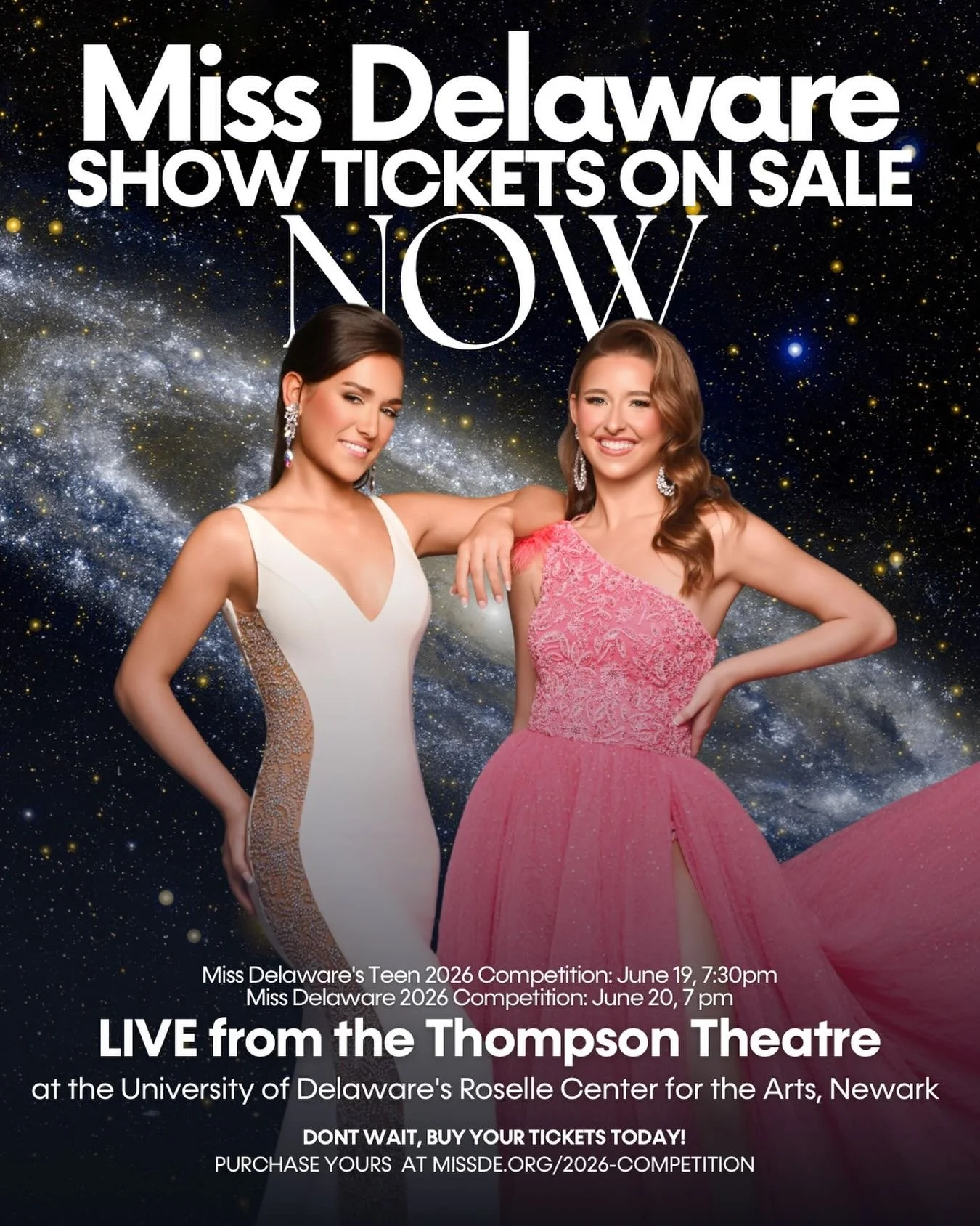 Miss Delaware and Miss Delaware&rsquo;s Teen competition tickets are officially on sale now ✨

Celebrate 85 years of Miss Delaware with us as we honor a legacy of scholarship, service, style, and success &mdash; and crown the next Miss Delaware and M