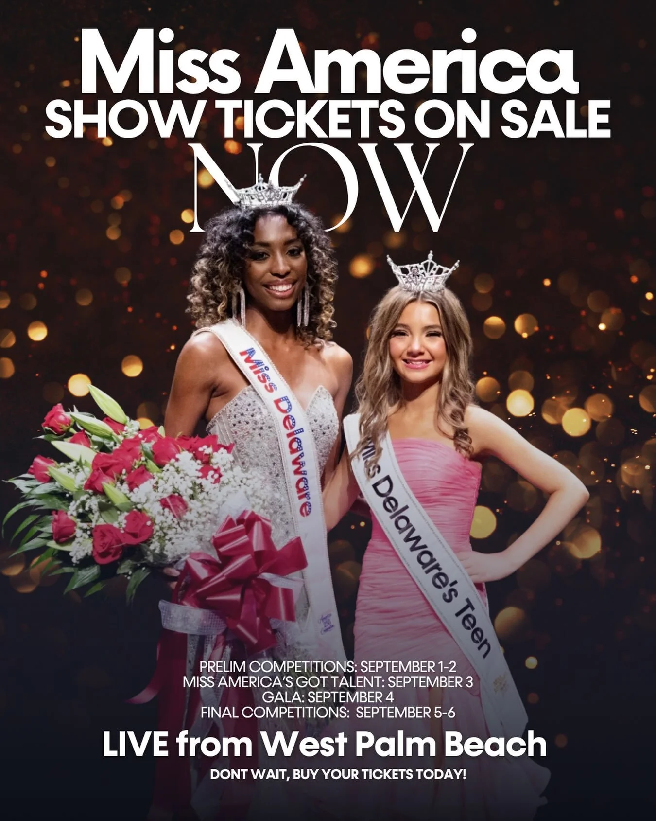 🎟️ Delaware&hellip; it&rsquo;s time! 💙💛

The road to Miss America starts in West Palm Beach, and we want to see the First State show up in a BIG way!

Join us as Miss Delaware, Anaya Harrison, and Miss Delaware&rsquo;s Teen, Erin Mayo, take the na