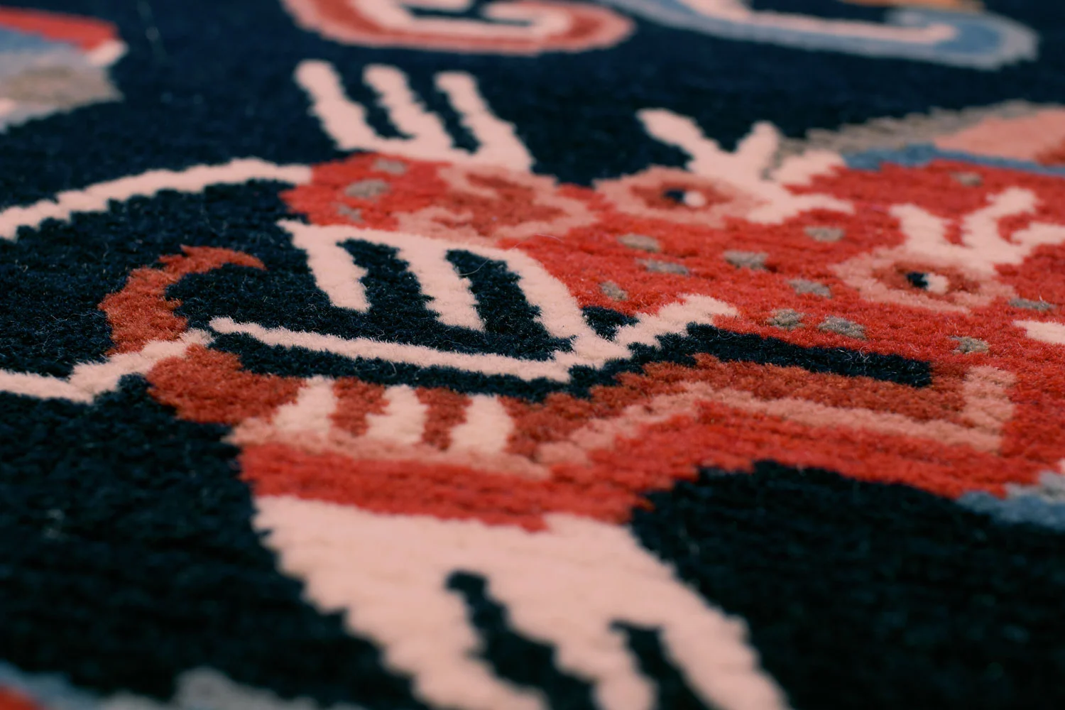 Detail of our 3' x 6' Dragon and Pheonix rug