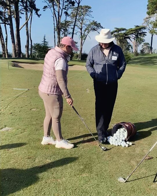 Last month I had the opportunity to get a live lesson from Laird Small. Here&rsquo;s my 🔑 takeaways:
- stand a little taller 
- stronger pivot
-finish more left/ don&rsquo;t let the club shaft pass the threshold 

So far I like how my practice has b