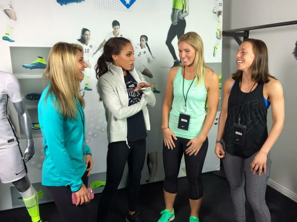 Team SGP chatting with Sydney Leroux at Nike event to unveil USWNT World Cup jerseys. 