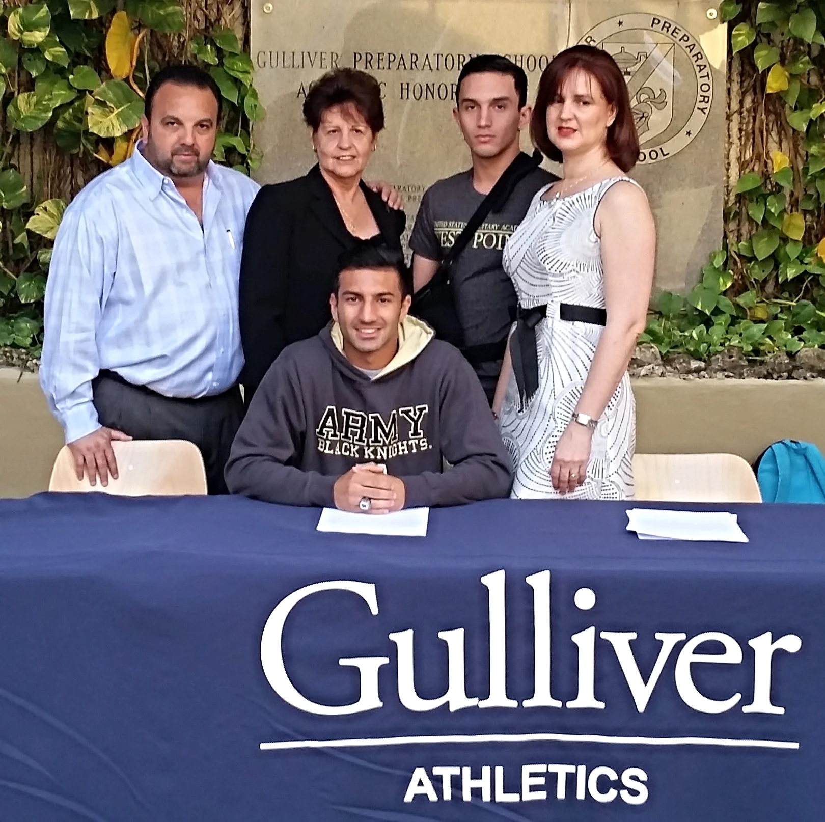 The Alvarez Family on National Signing Day (Left to right: Abraham Alvarez, Julia Hernandez, Bryan Alvarez, and Sandra Alvarez)