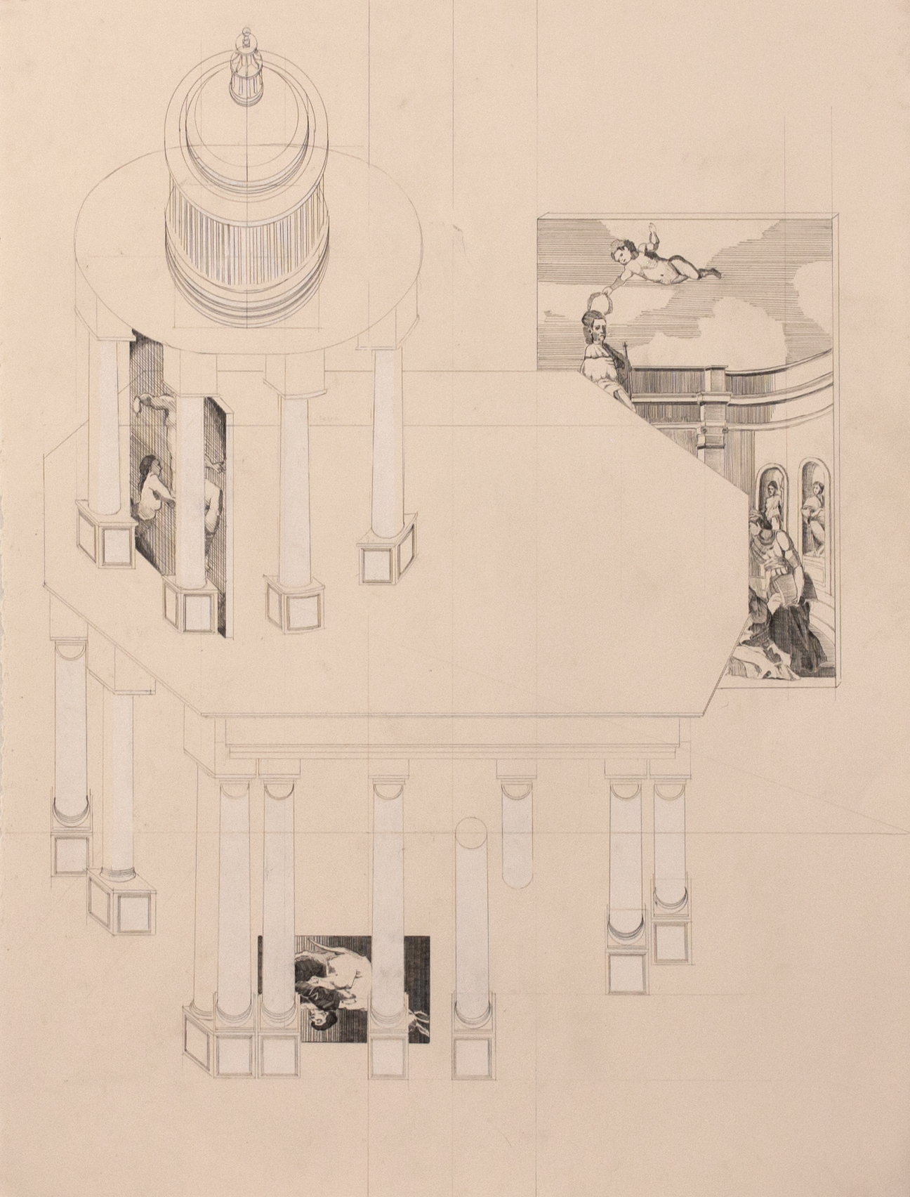  "Memory Palace, #2" Graphite, Pastel on Paper, 22" x 30", 2016 