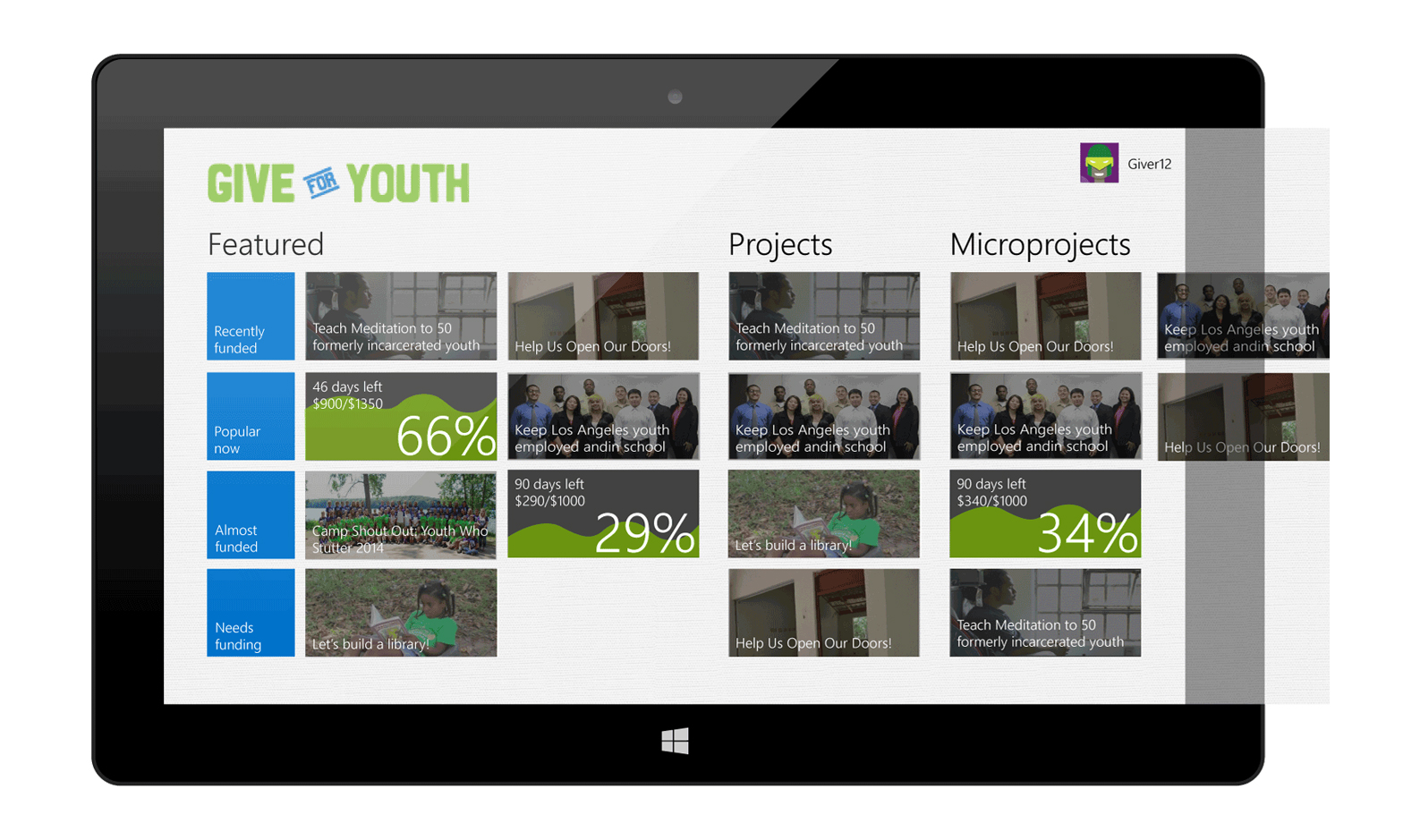 Tablet Version Homepage