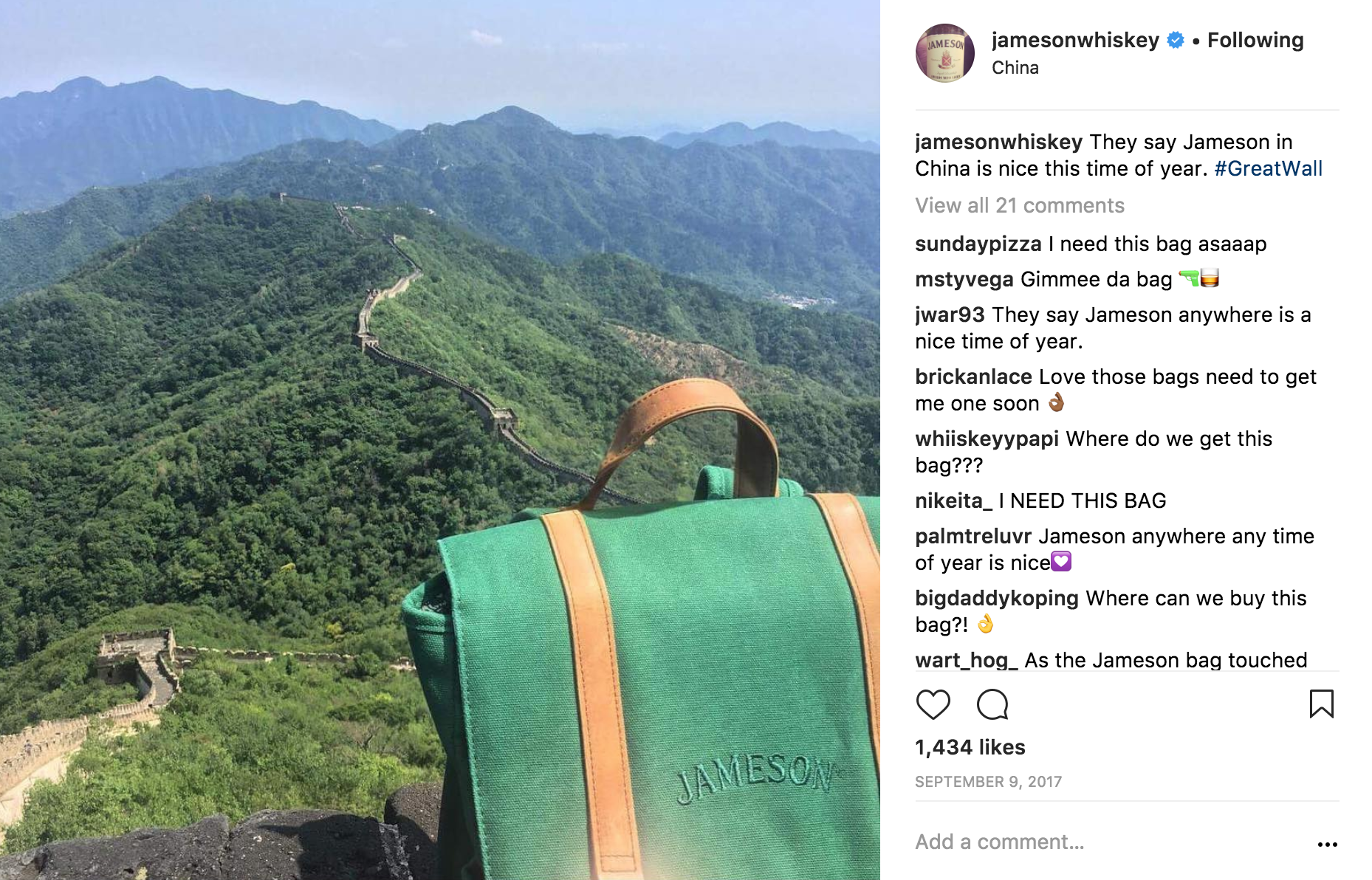 They say Jameson in China is nice this time of year. #GreatWall