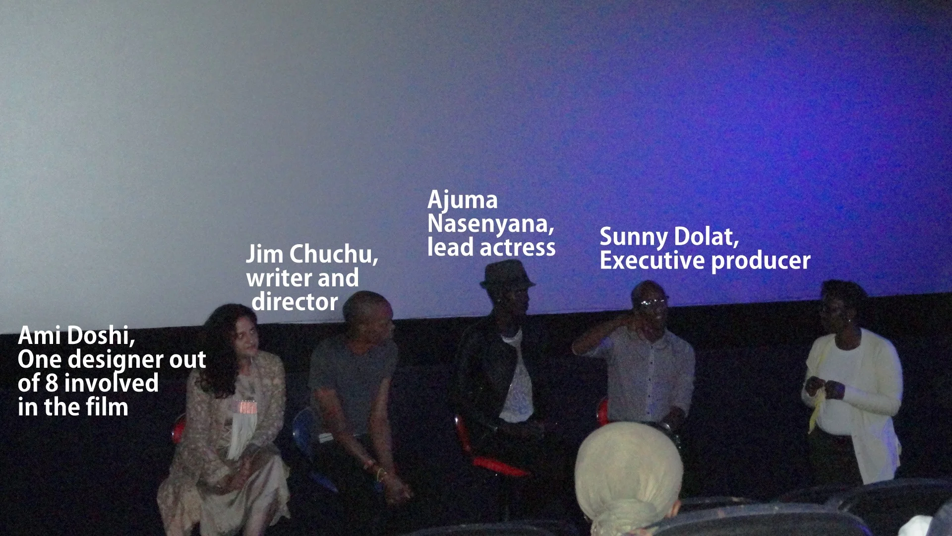 Panel discussion after the first screening, excuse the dark-cinema photo..