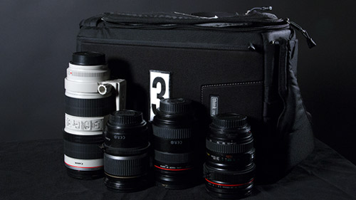 Lenses come in a compact ThinkTank bag that you can wear like a backpack..