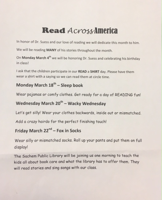 mrs. thomas’s class special note - Read across america!