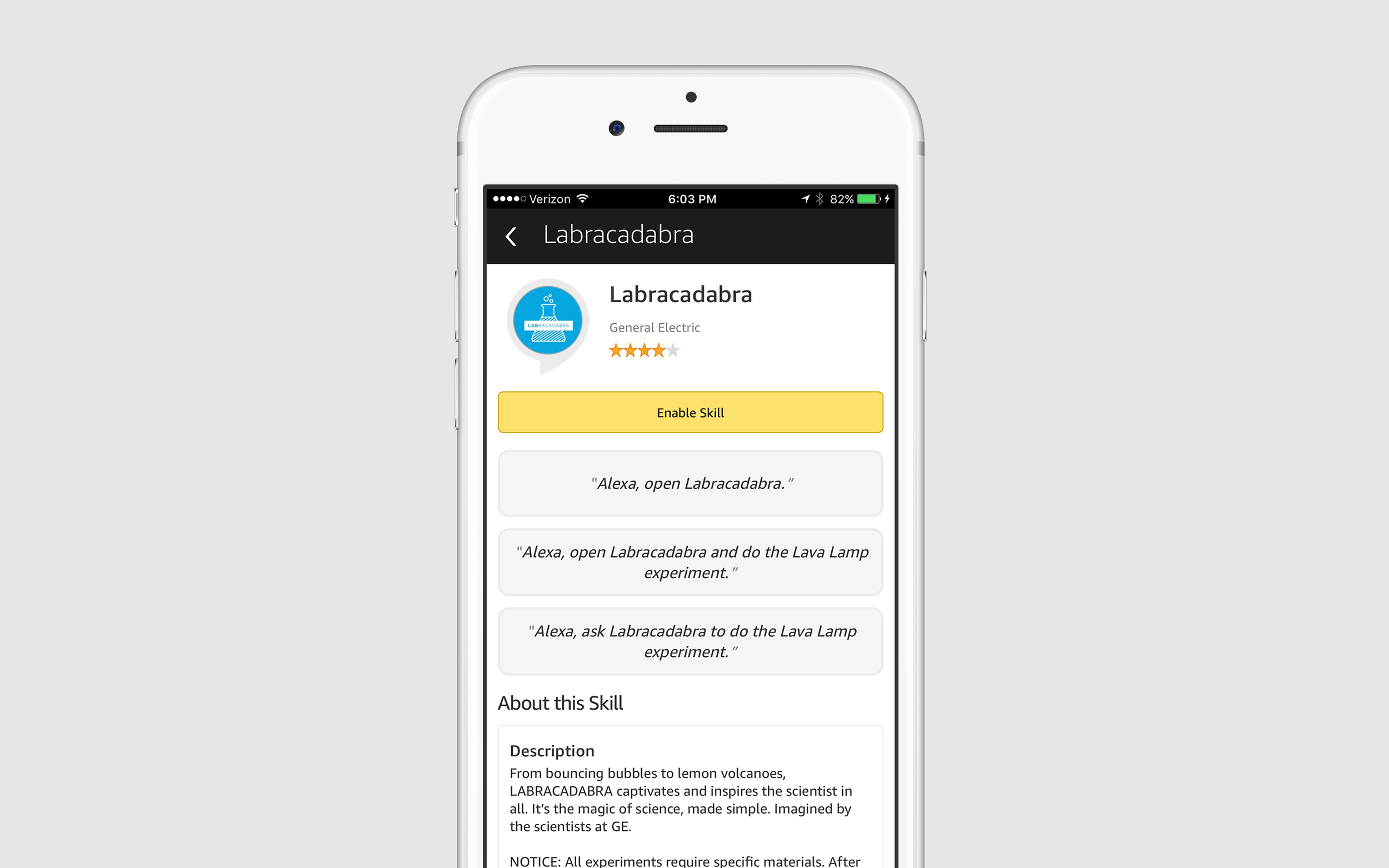 An Alexa "Skill" ran users step-by-step through the experiments