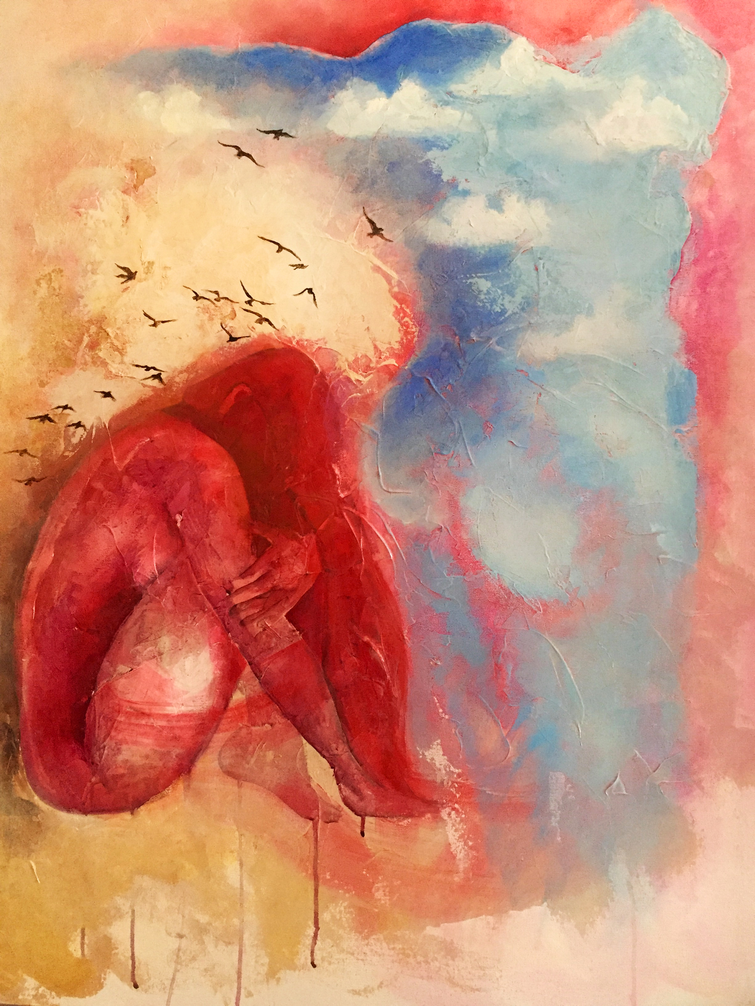 Into the clouds, 2015. Acrylic and Oil on canvas, 30"x 40".