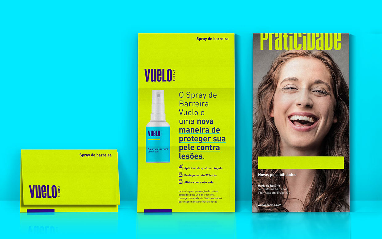 The positioning of the logo at different heights creates a playful animation to transmit the concept in packaging and printed material.