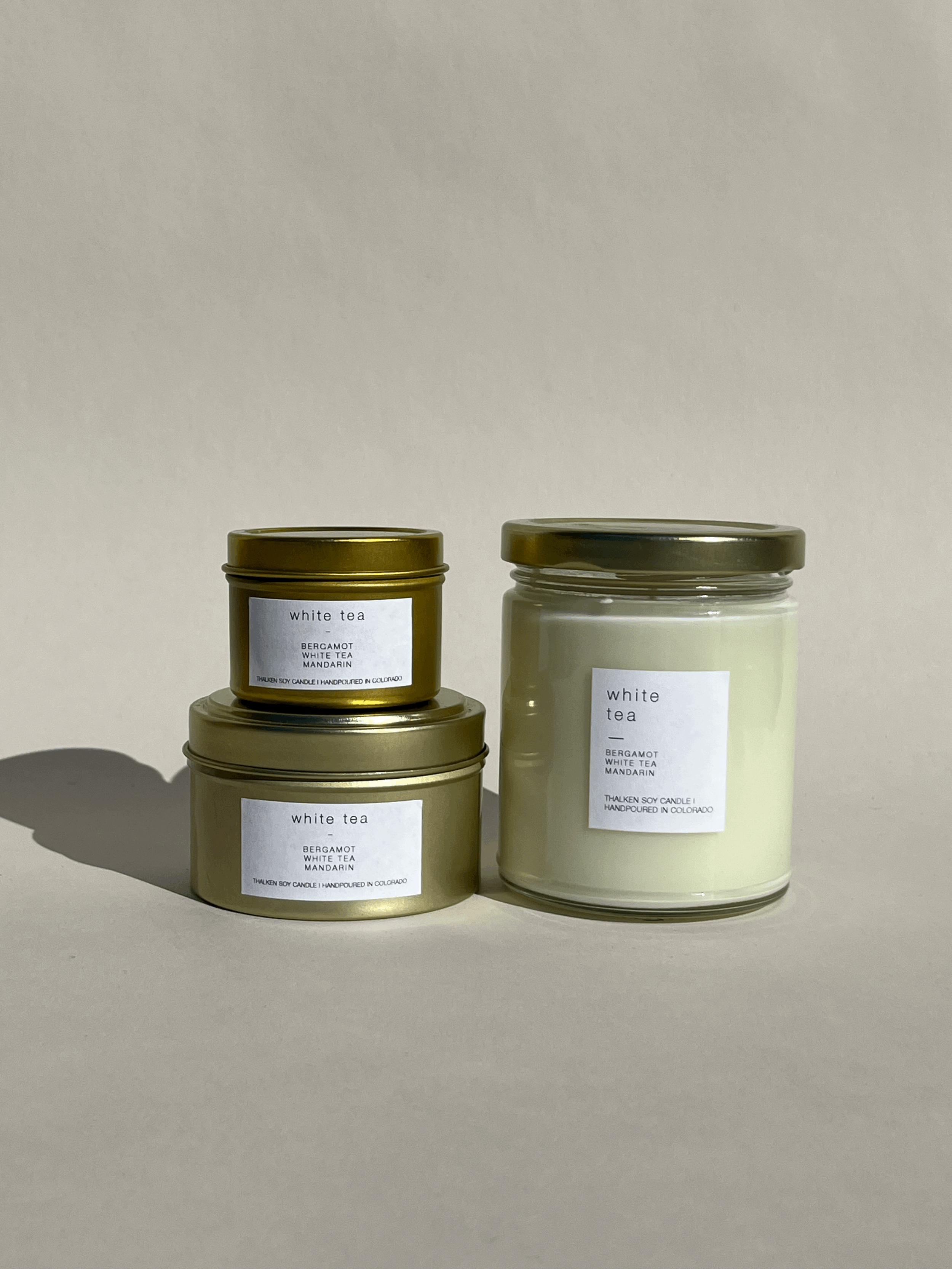 Soy candle hand poured Colorado smells like white tea | hand poured candles | THALKEN