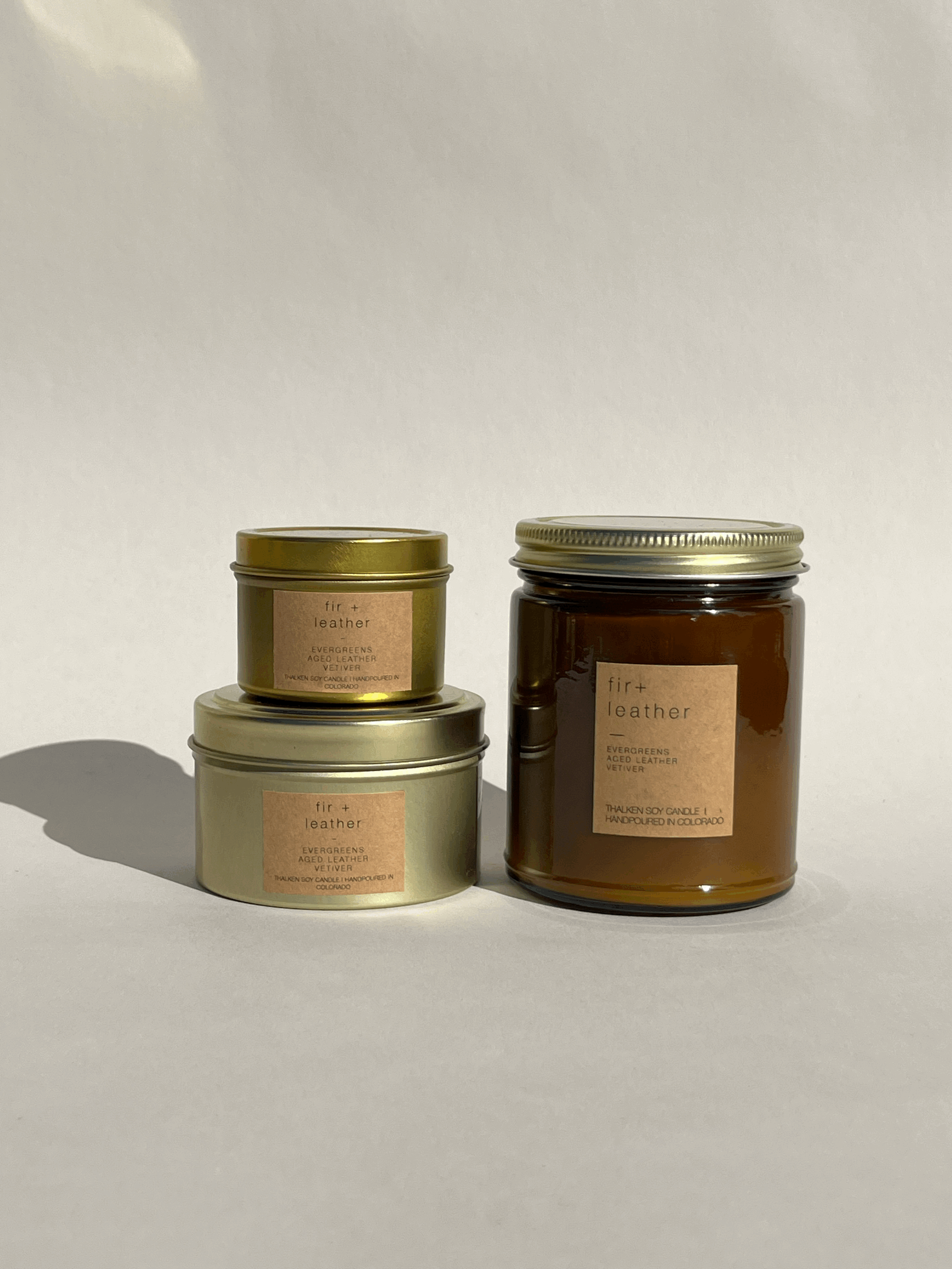 Fir + Leather candle