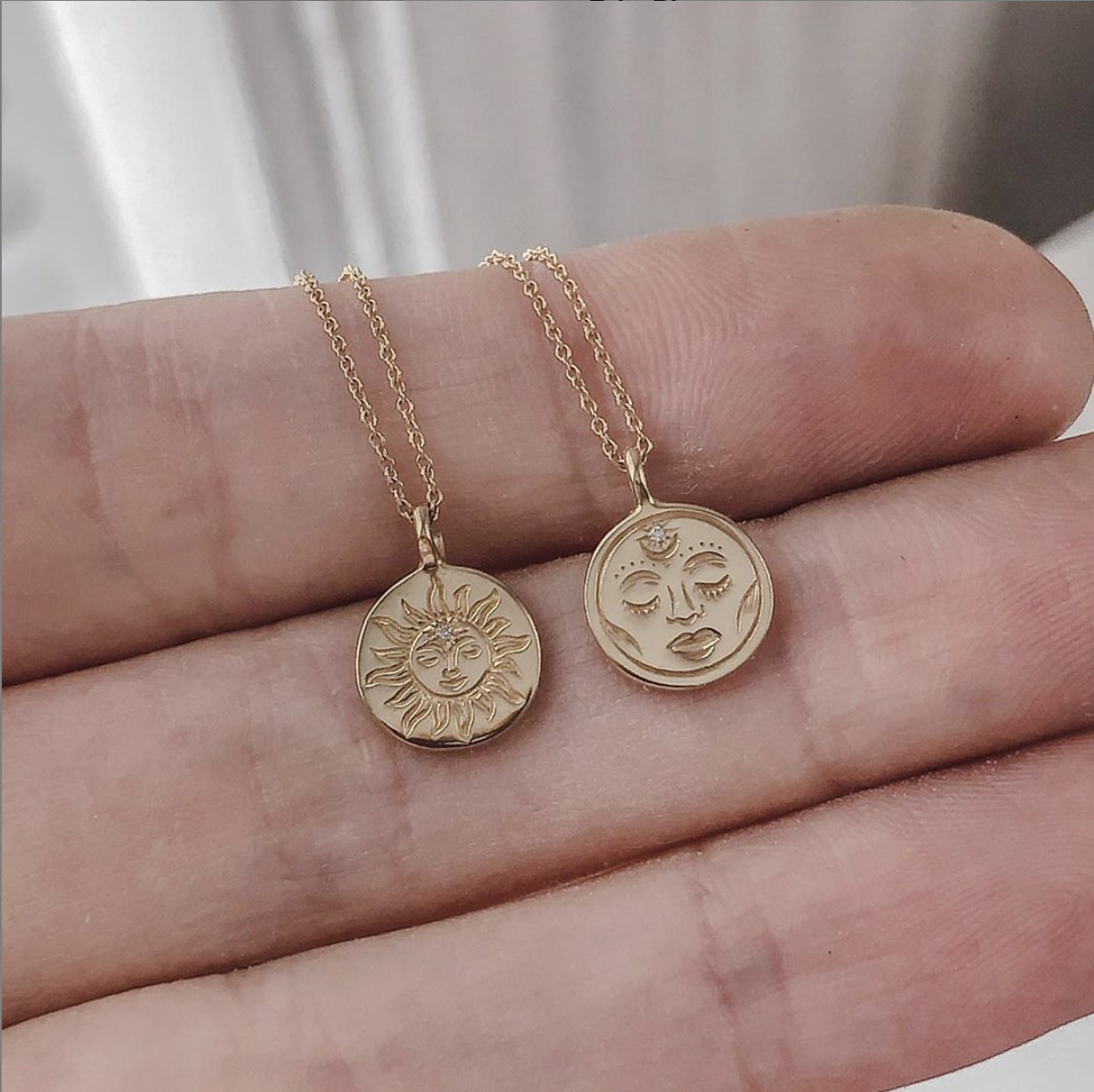 Diamond Sun and Moon Pendants — Claus 