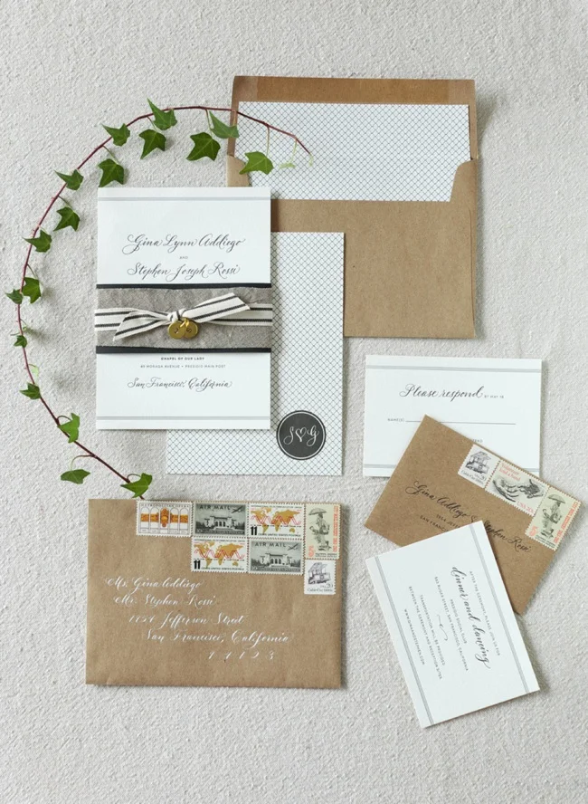 Custom wedding invitations by Little Miss Press