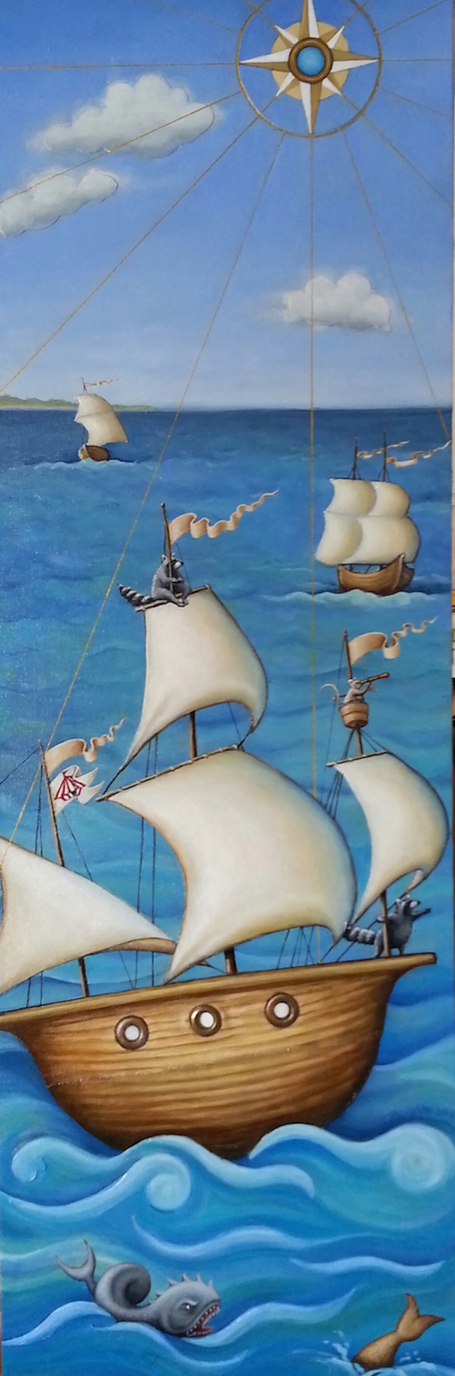 The Tent Sails Oil & collaged canvas on canvas 32” x 12”