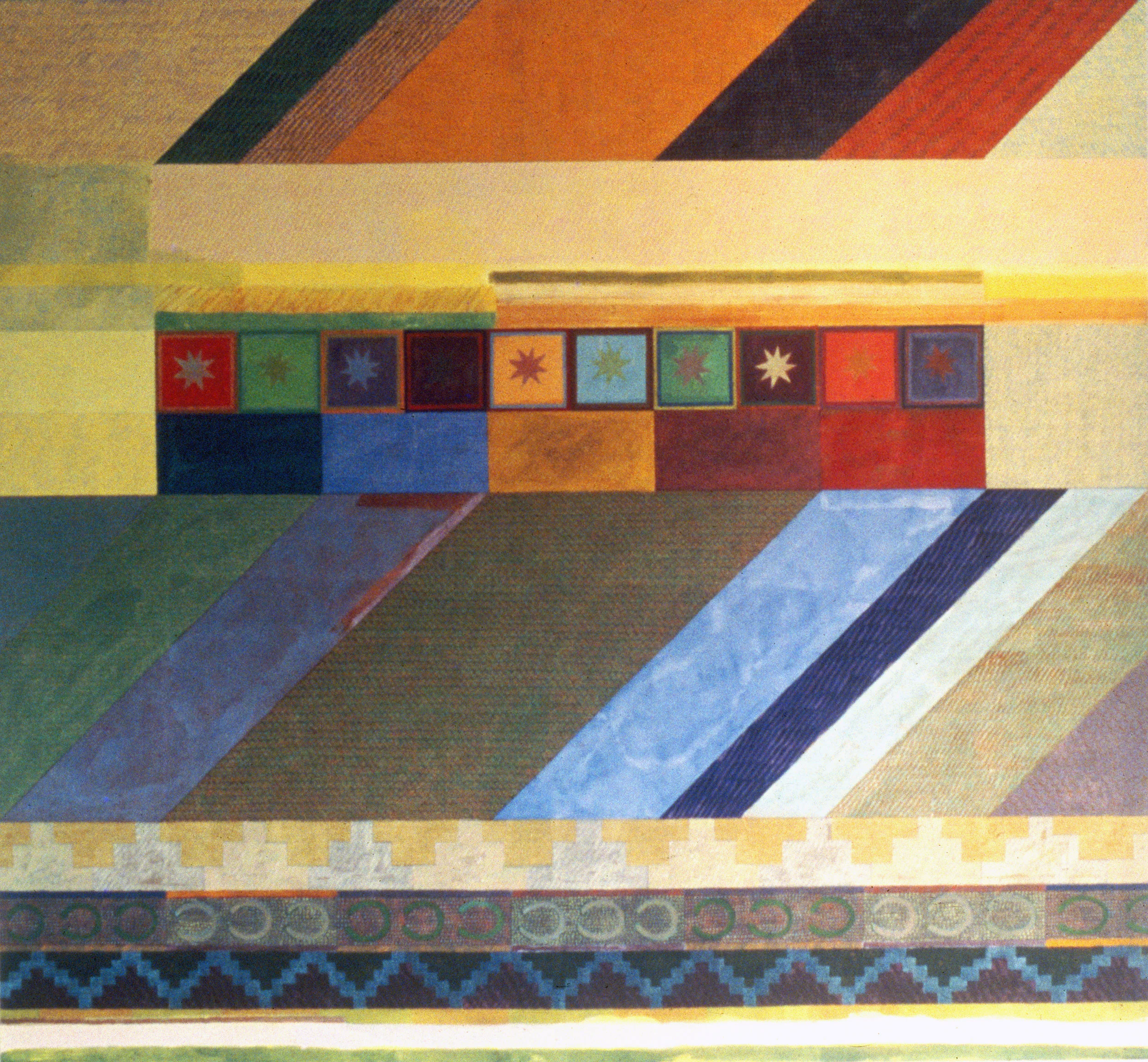 Magic Carpet Ride, 1973, acrylic/canvas, 78 x 90”