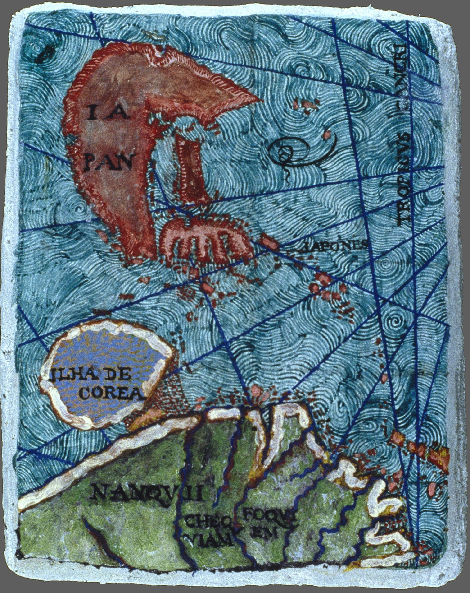 Knowledge #18: Japan and the Island of Korea, 1596, 1998, fresco/board, 9.5 x 7.5”