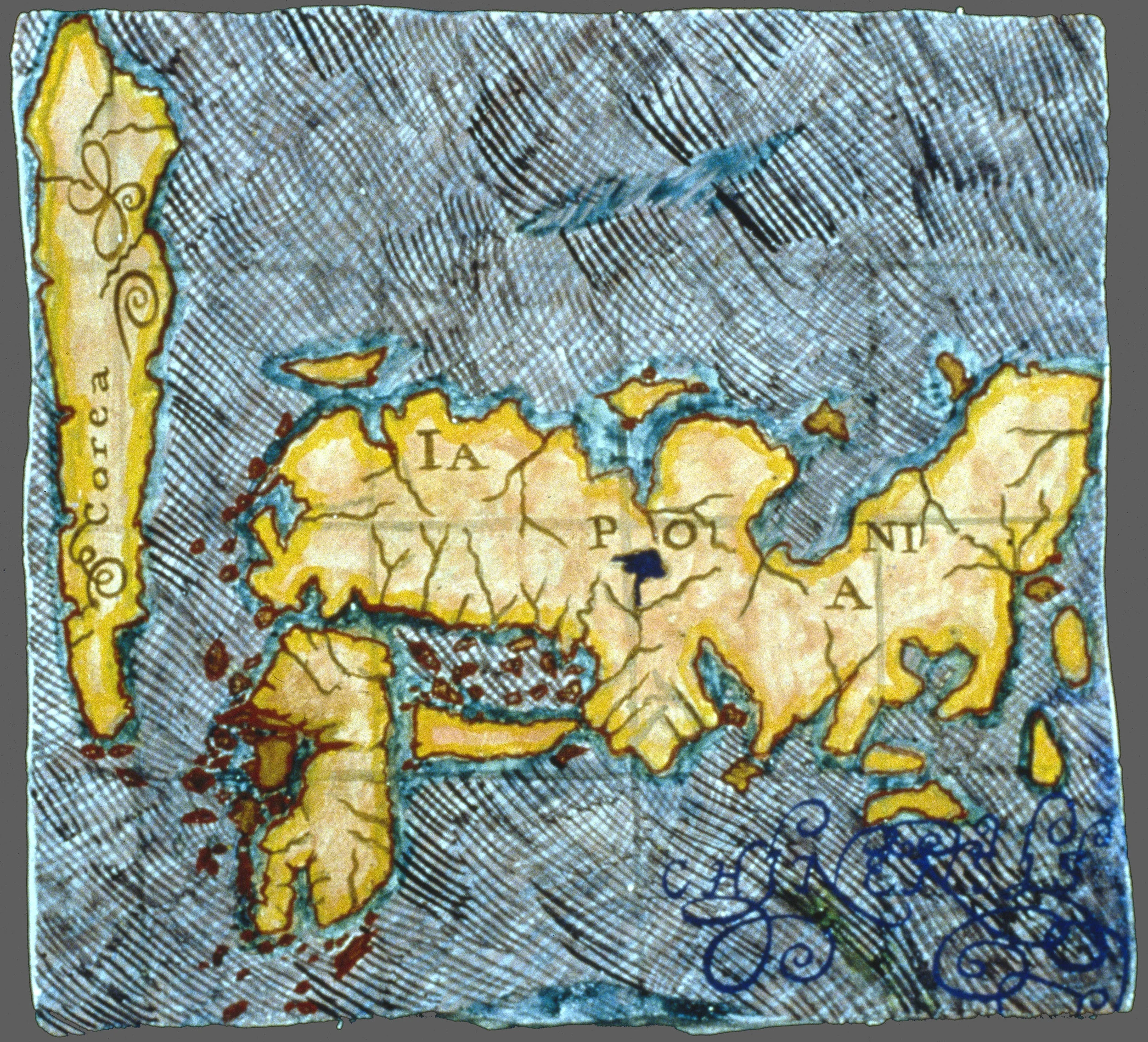 Knowledge #10: Japan, 1570, 1998, fresco/wood, 10 x 8” 