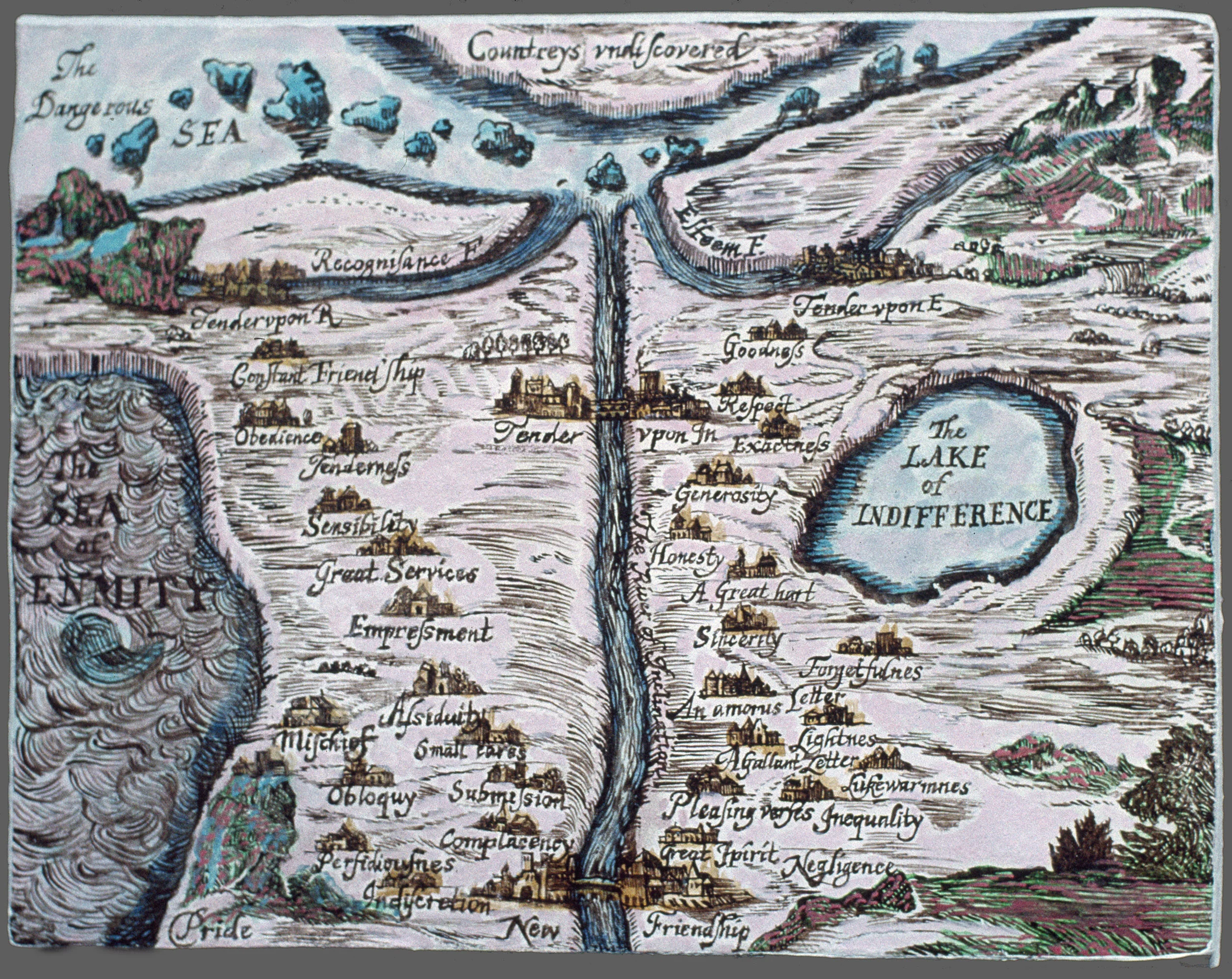 Knowledge #51: The Map of Tenderness, 1679, 1999, fresco/wood, 8 x 10”