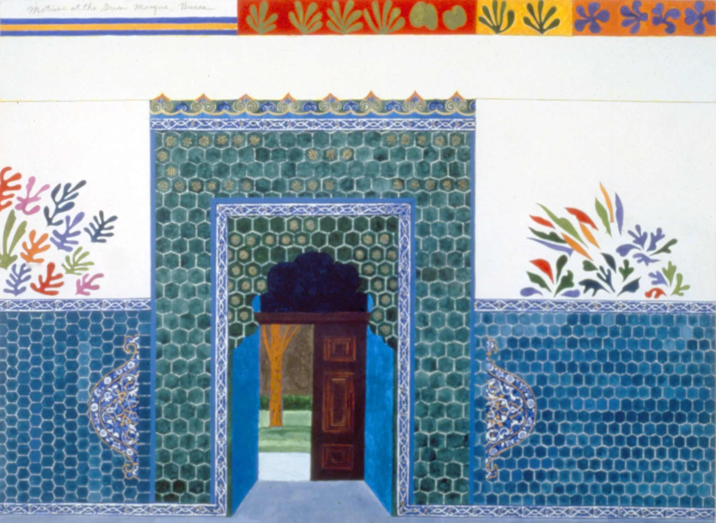 Matisse at the Green Mosque, Bursa, 1985, watercolor/paper, 22 x 30”