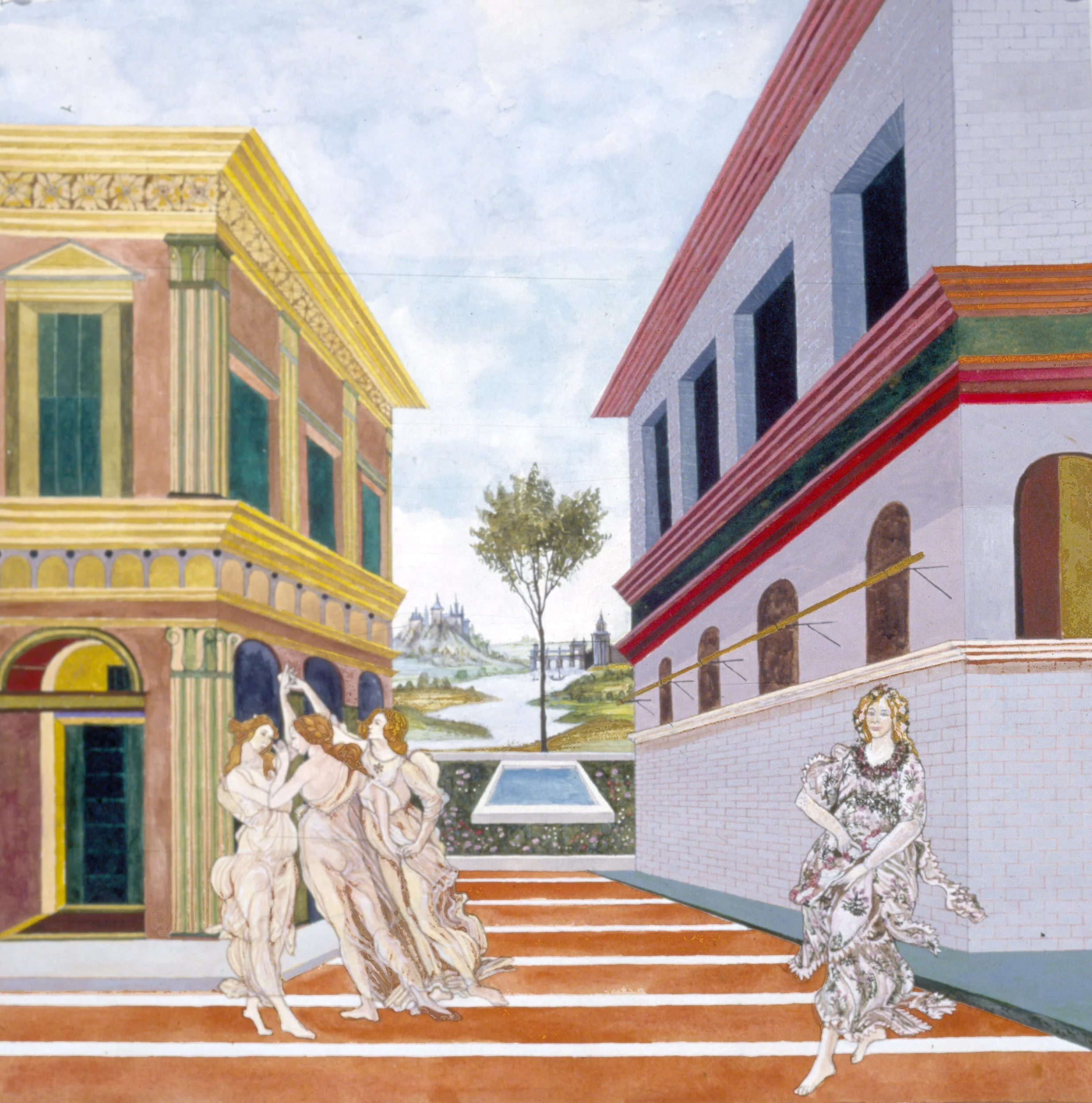 Art Historian’s Joke: Renaissance Woman, 1986, watercolor/acrylic/paper, 22 x 22”