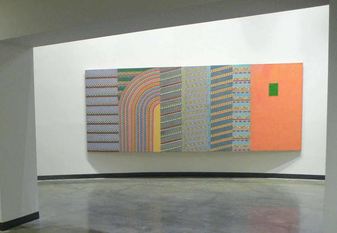 Striped Cathedral, “Claiming Space: the American Feminist Originators,” Katzen Art Center, American U, Washington DC, 2007, acrylic/canvas, 72 x 180”