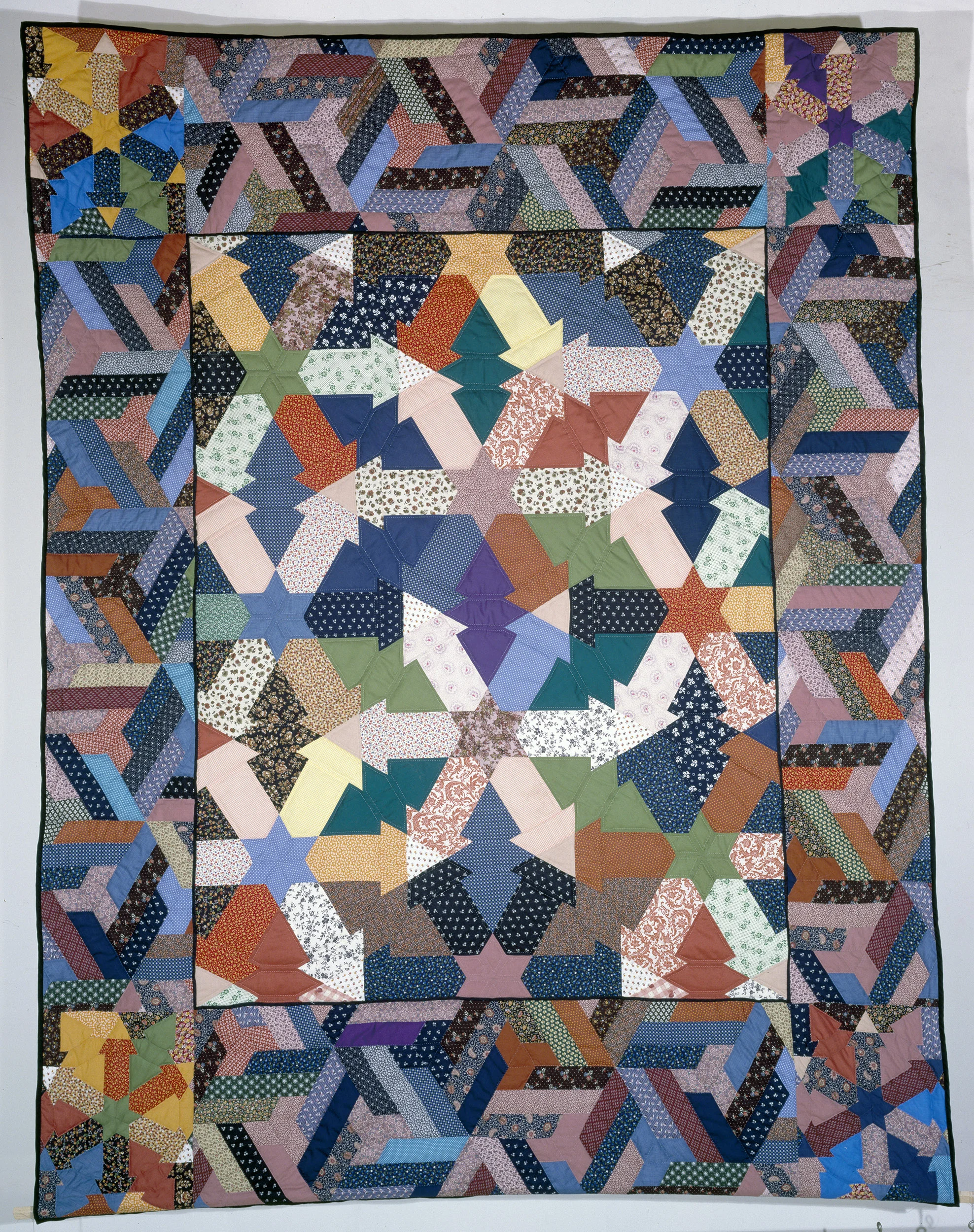 patchwork quilt, collab. Patricia Newkirk, fabric, 1980, 96 x 72”