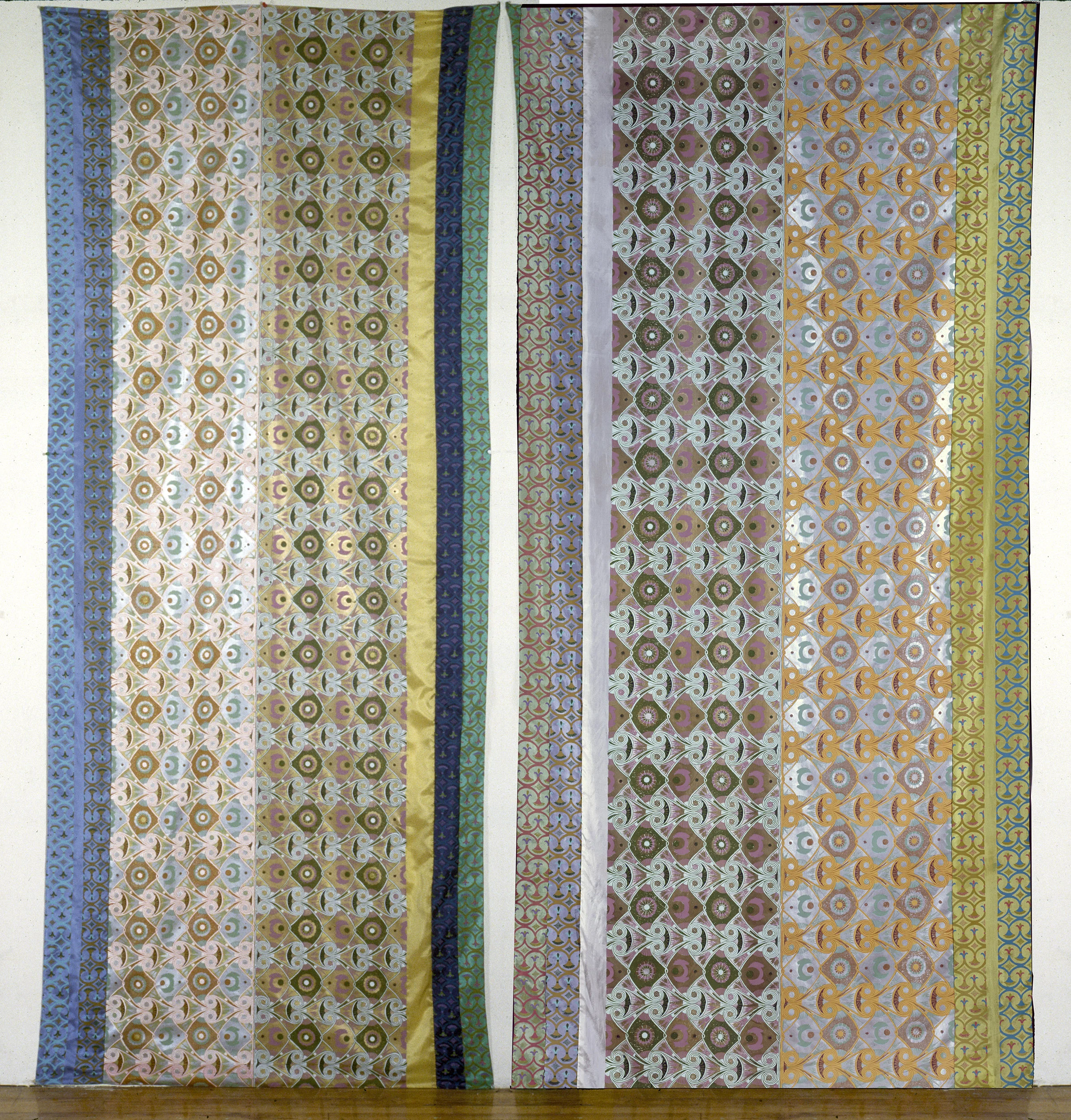 Tut’s Wallpaper, 1979, silkscreen/silk, ea. 108 x 43”, 9 in series