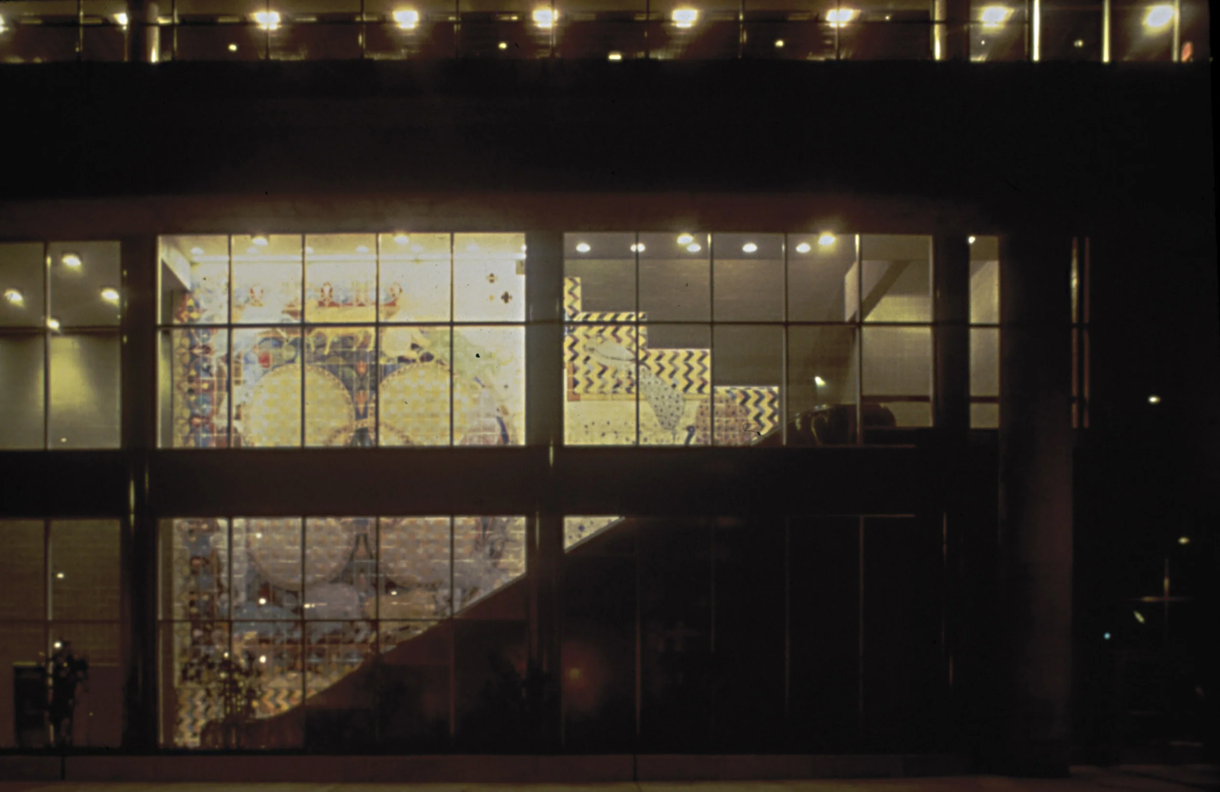 ’D’ IS FOR DETROIT, night view from street, 1987, glazed tile, 1200 sq. ft.