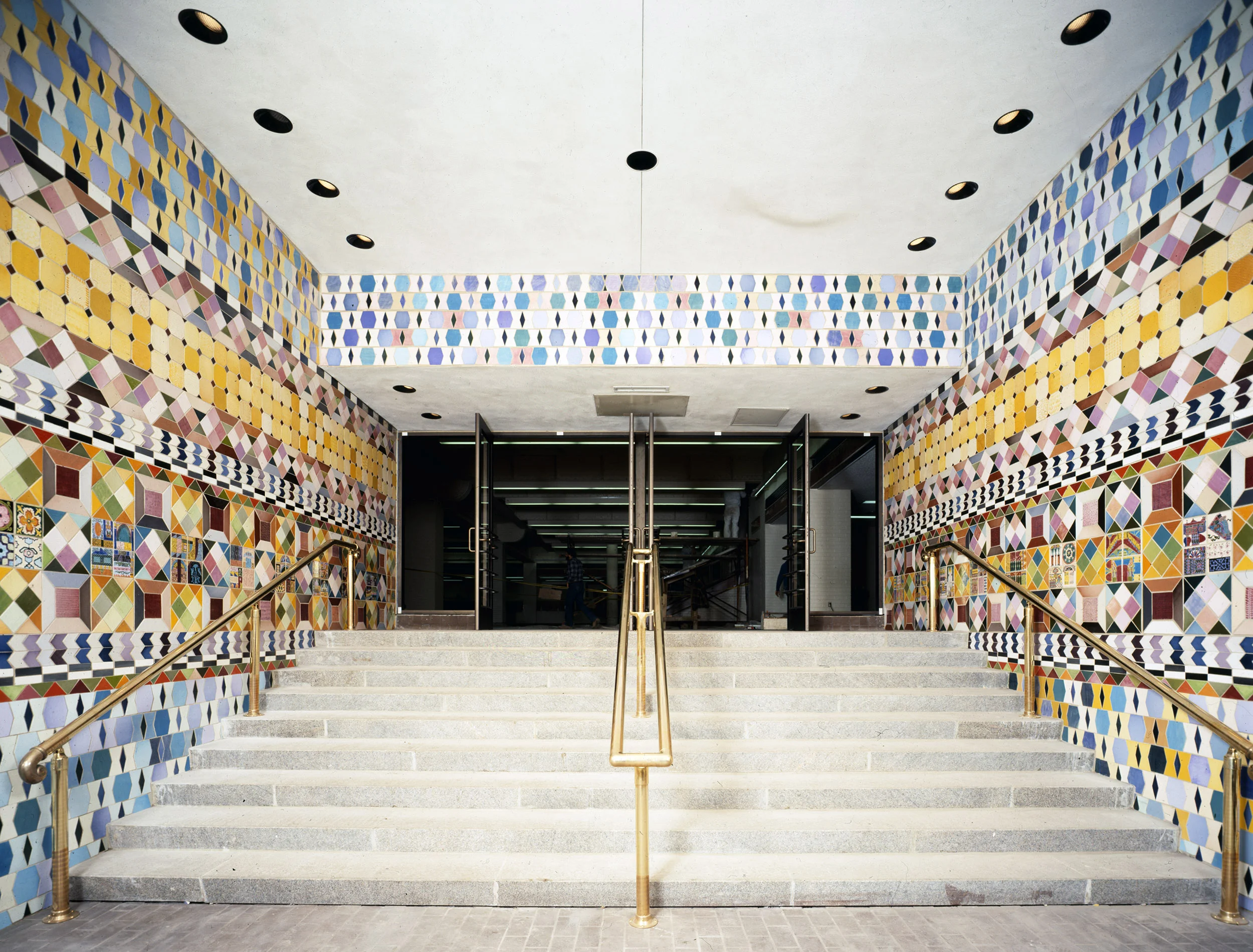 HOMAGE TO FRANK FURNESS, view from street into station, 1984, glazed tile, 360 x 240 x 180”