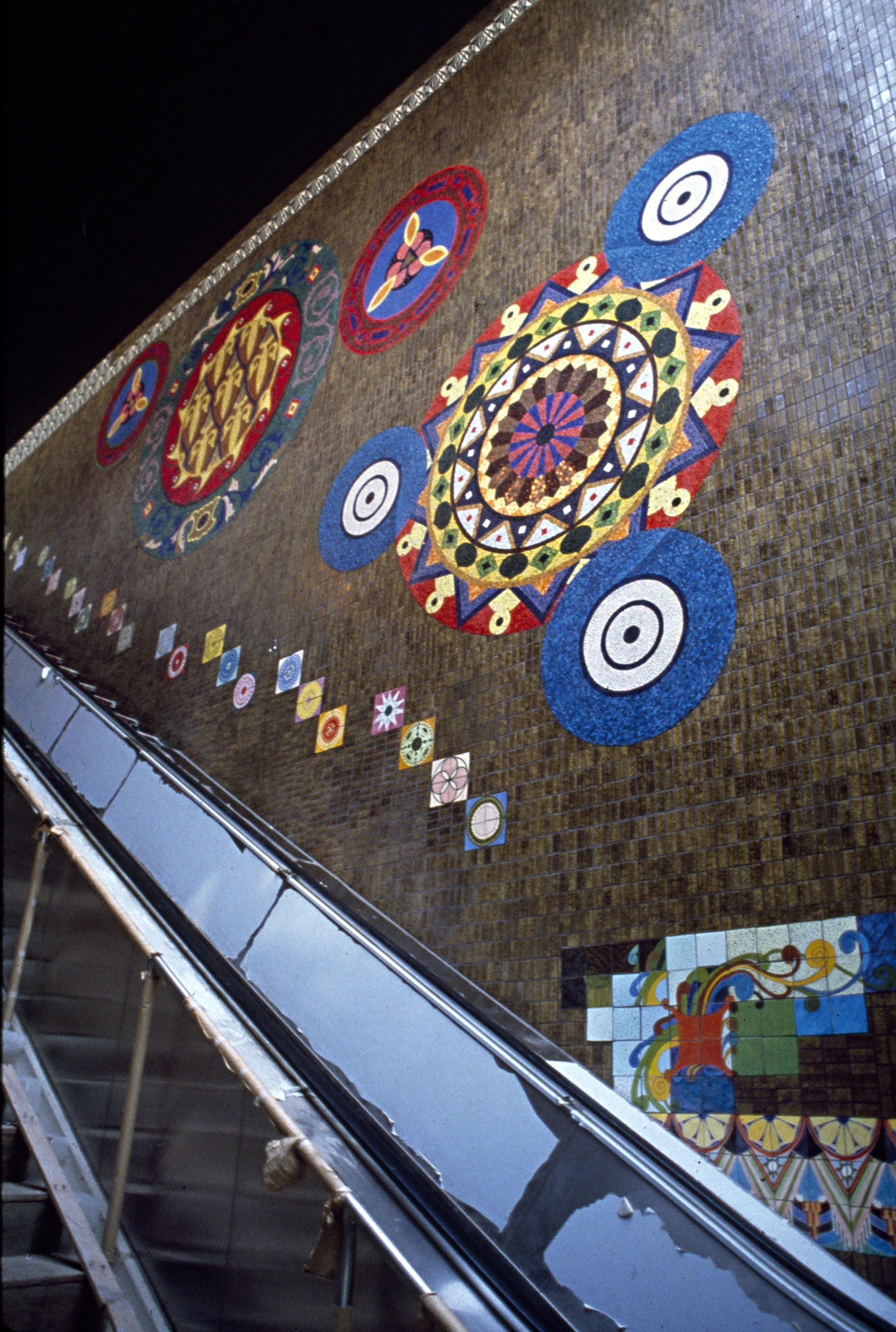 view from escalator looking up
