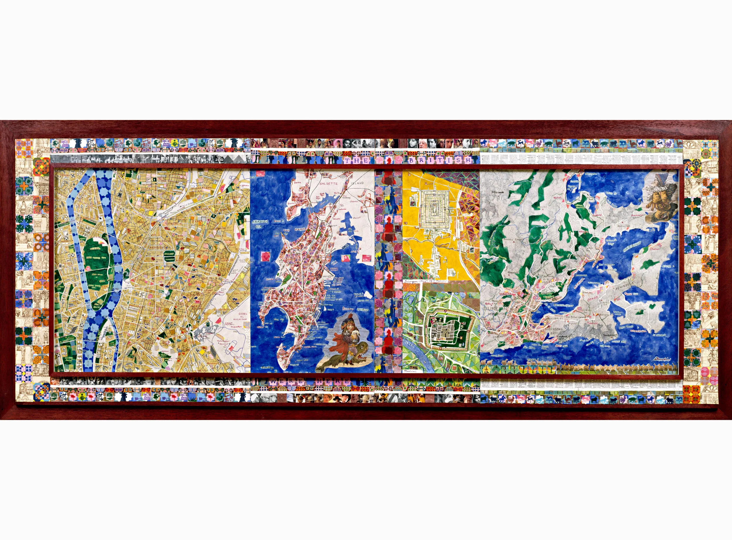 The British Were Here, 1995, watercolor, collage/paper/wood, 29 x 76.5”