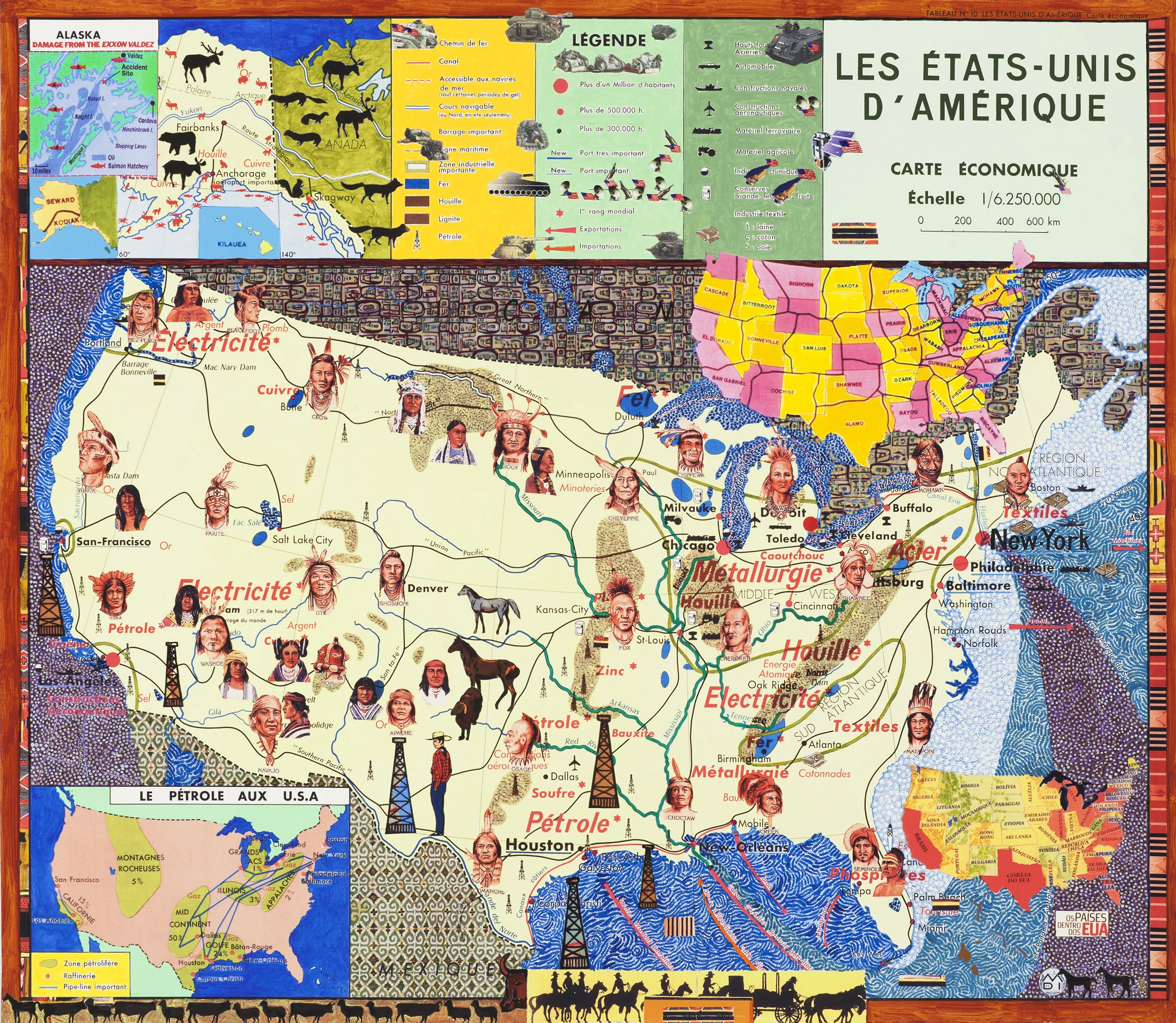 Les États-Unis d'Amérique, 2013, acrylic, collage and digital archival inkjet print, 31 x 36"