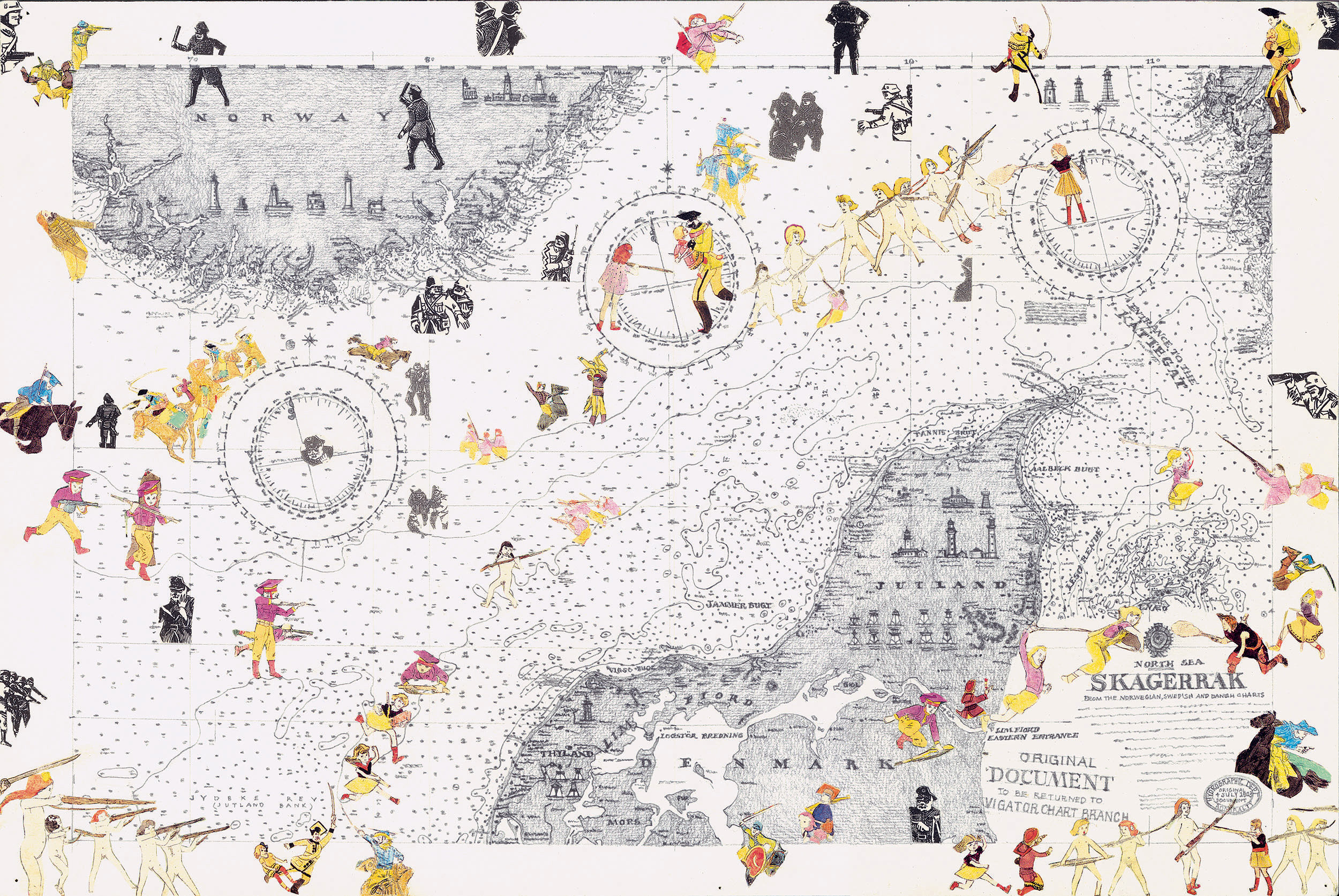 Boys’ Art #19: Skagerrak, 2002, collage, pencils/paper, 12 x 18”
