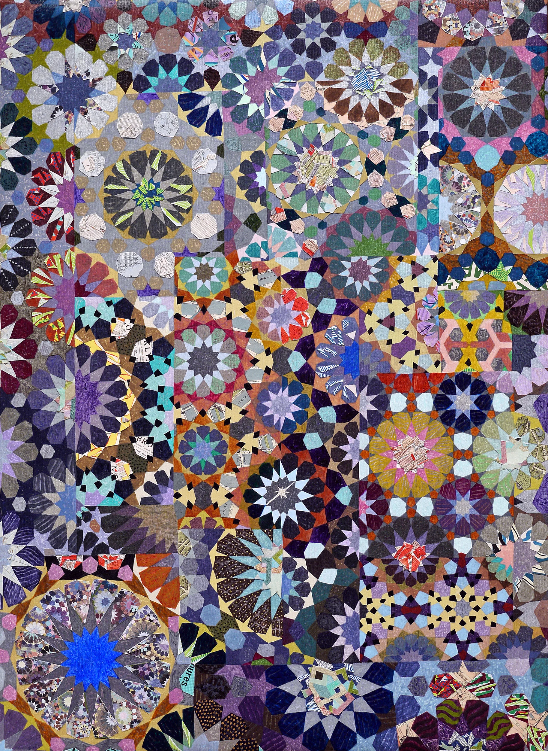 If I Were an Astronomer: Paris and Brooklyn, 2015, Acrylic, mixed media and collage on canvas, 36.5 x 26.5"