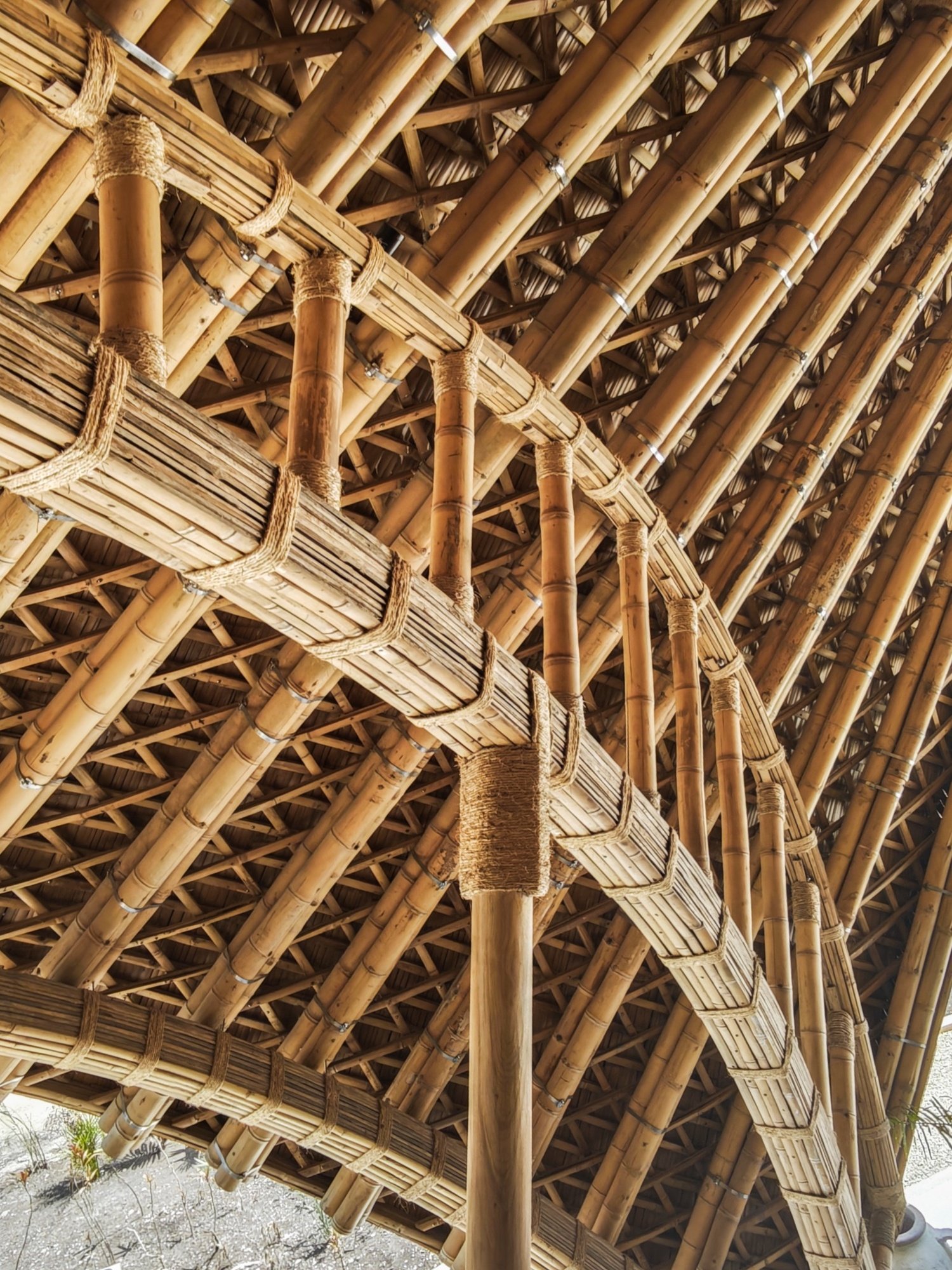Guadua bamboo structural connections and joint detailing — terrAurea studio, engineering by Esteban Morales