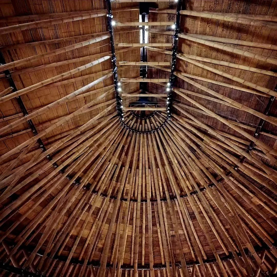 Guadua bamboo pavilion designed by Simon Velez for the Aqua Mater photography exhibition by Sebastiao Salgado in Paris France September 2022 — bamboo materials supplied by The Best Bamboo® Colombia