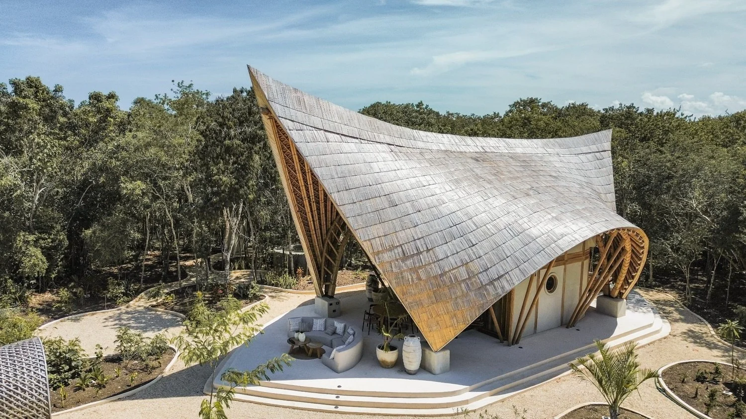 Guadua bamboo structure by terrAurea studio — low-carbon bio-based architecture using Colombian bamboo