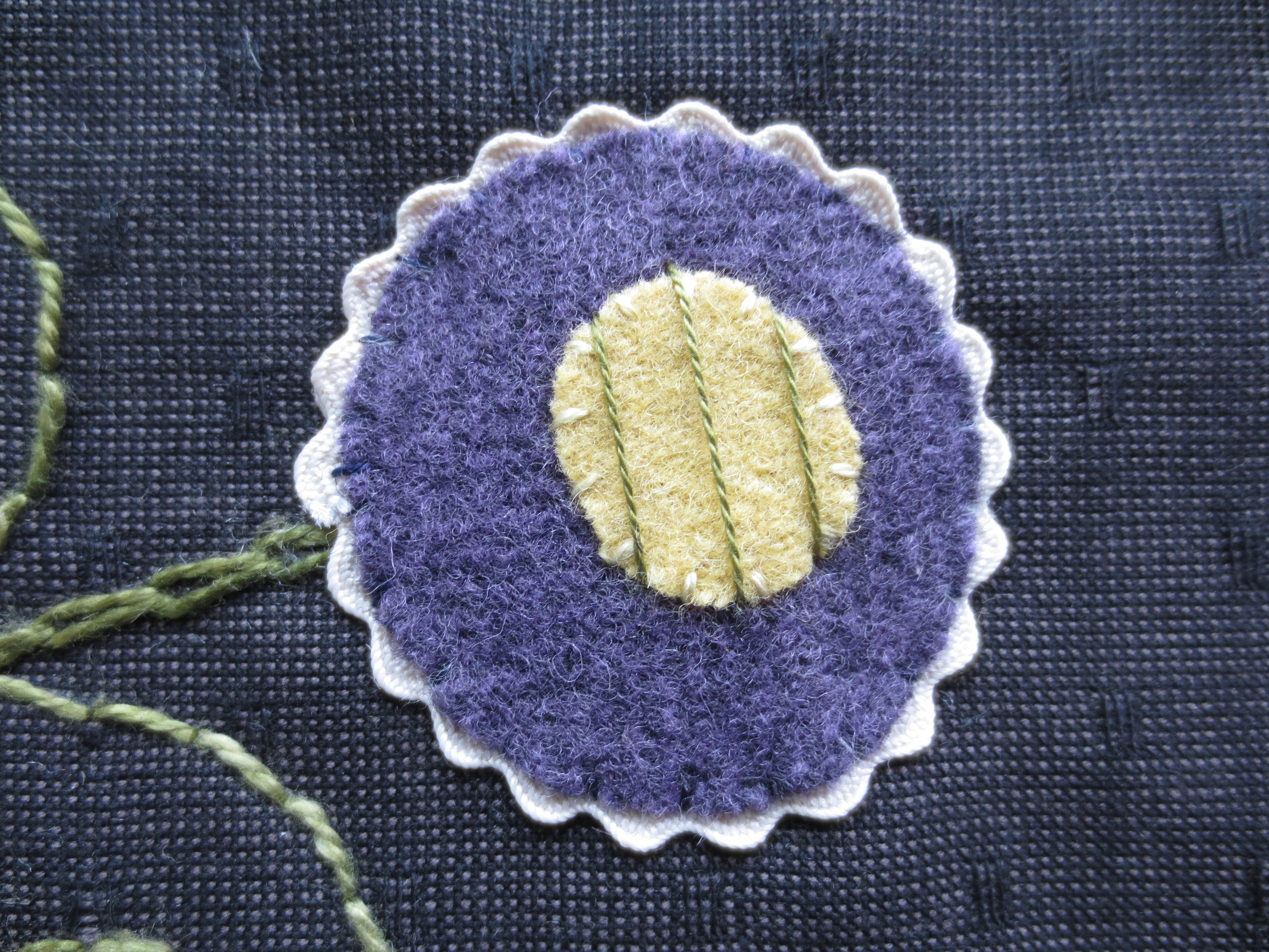 1st step of square laid stitch