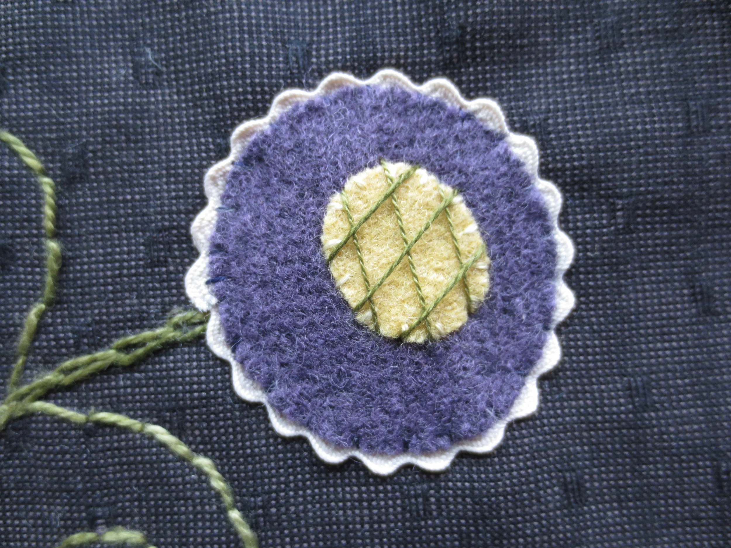 2nd step of square laid stitch