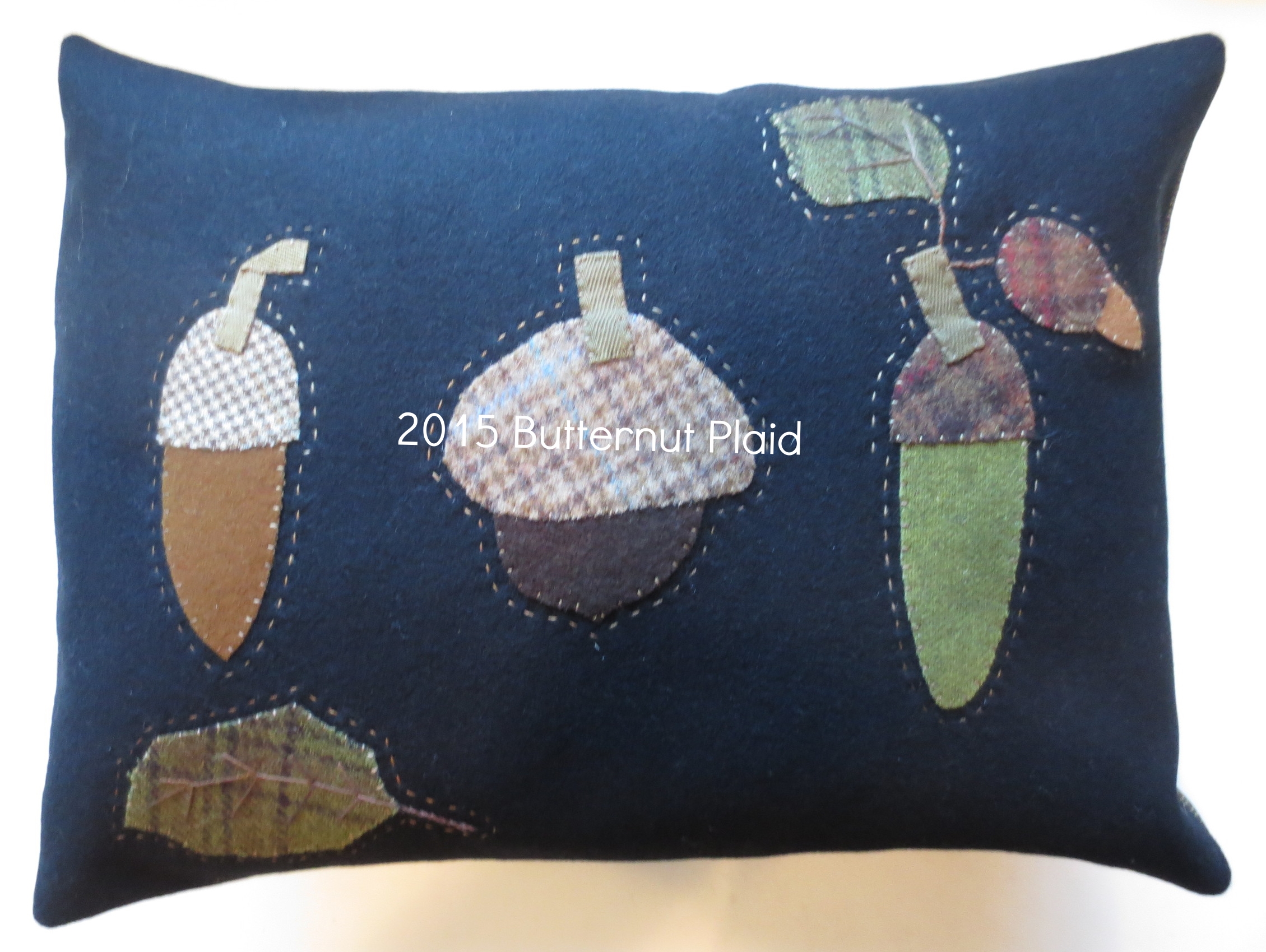 Acorn Trio Wool Applique Pillow