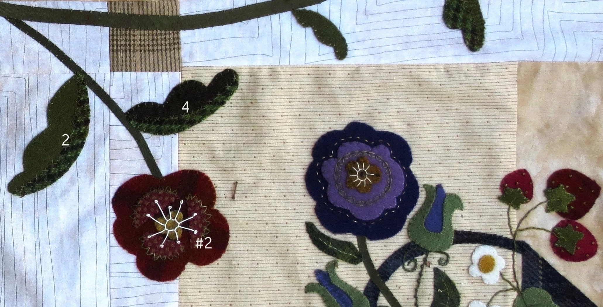Layout of border flower and leaves on border vine