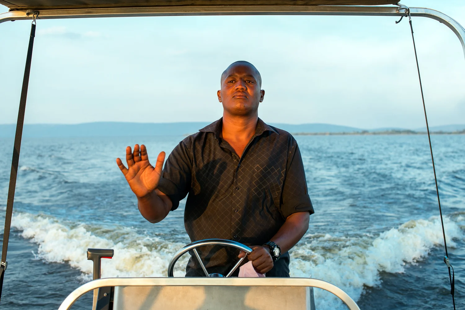  Captain, tour boat, Akagera National Park 