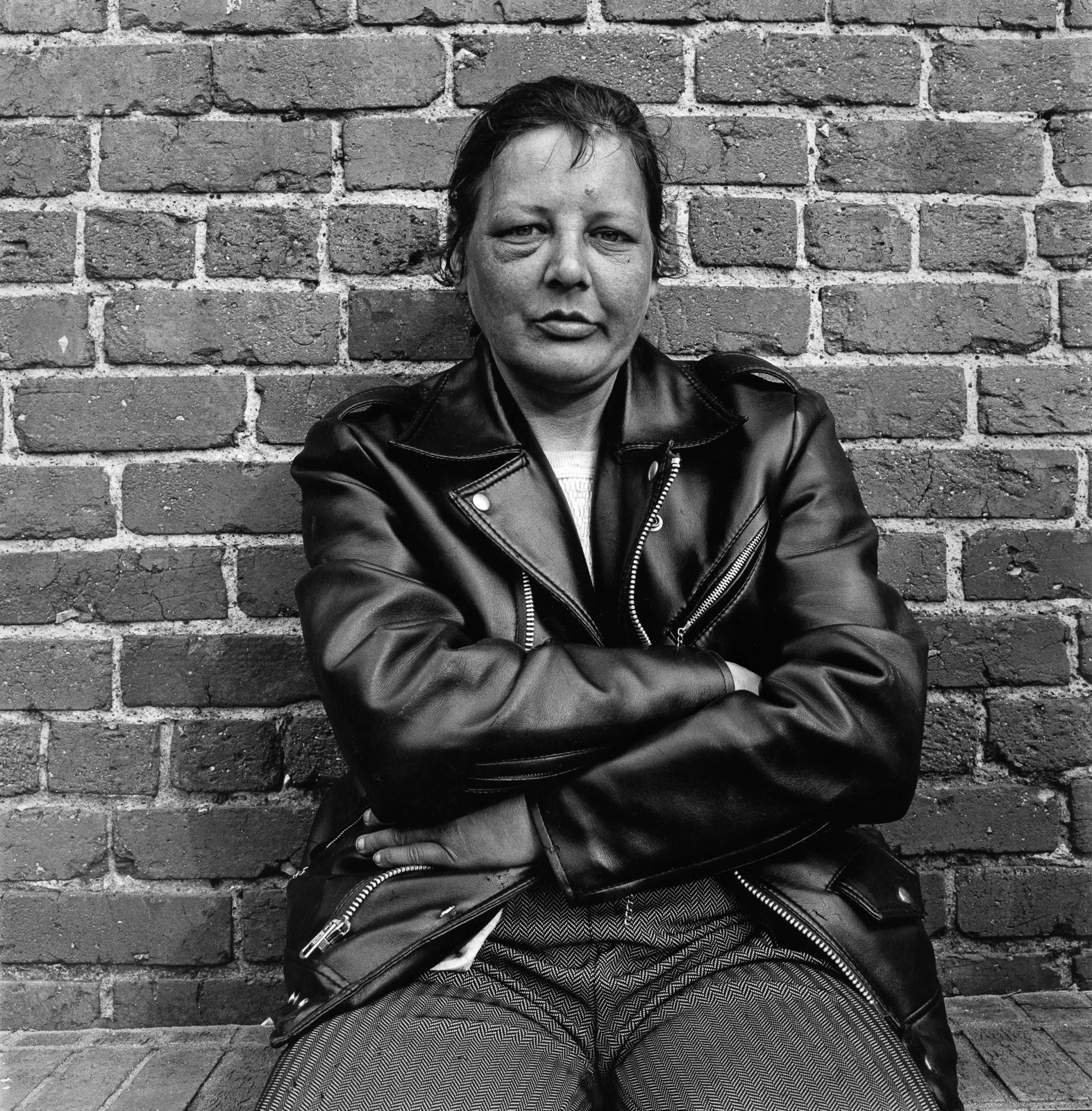  Woman in leather jacket, Downtown Durham 1982 